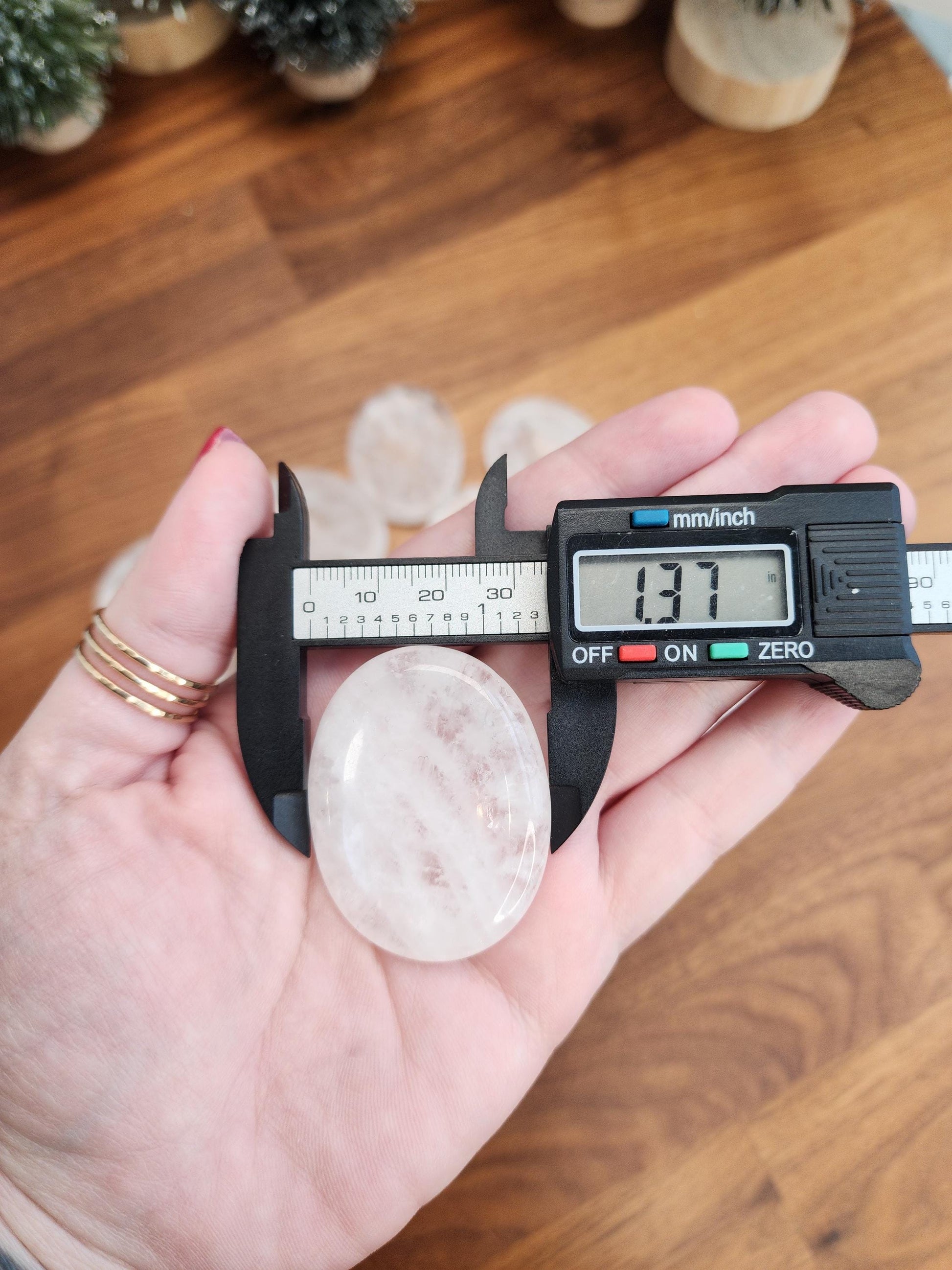 Clear Quartz Crystal Worry Stone | 1.77" | Gorgeous clear and winter white like snowflakes inside | Some with rainbows | Intuitively Chosen
