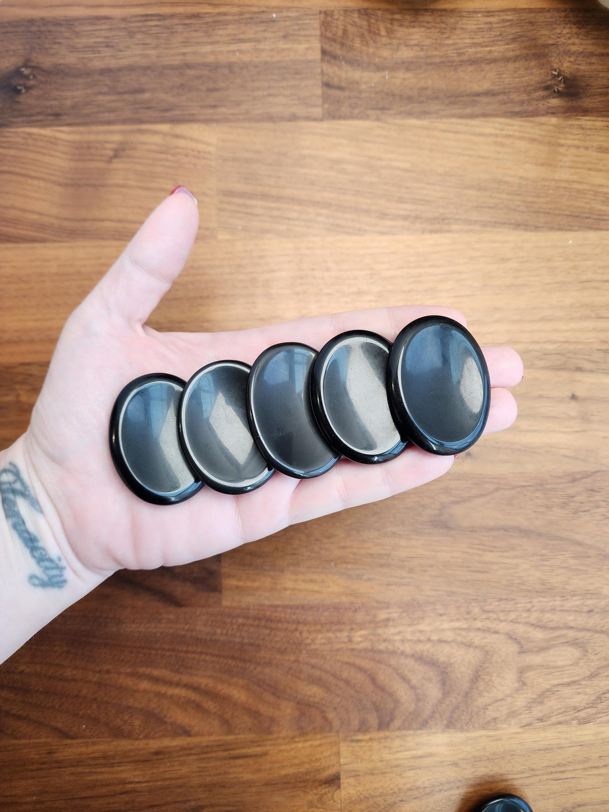 Black Obsidian Worry Stone: Polished Fidget Crystal (1.77")
