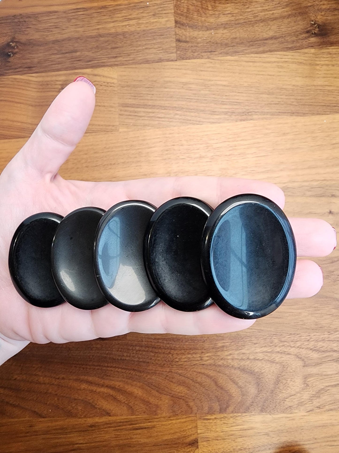 Black Obsidian Worry Stone: Polished Fidget Crystal (1.77")