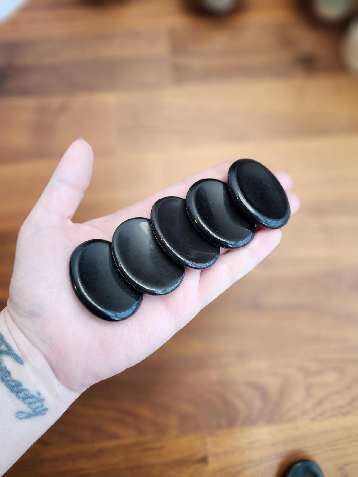 Black Obsidian Worry Stone: Polished Fidget Crystal (1.77")