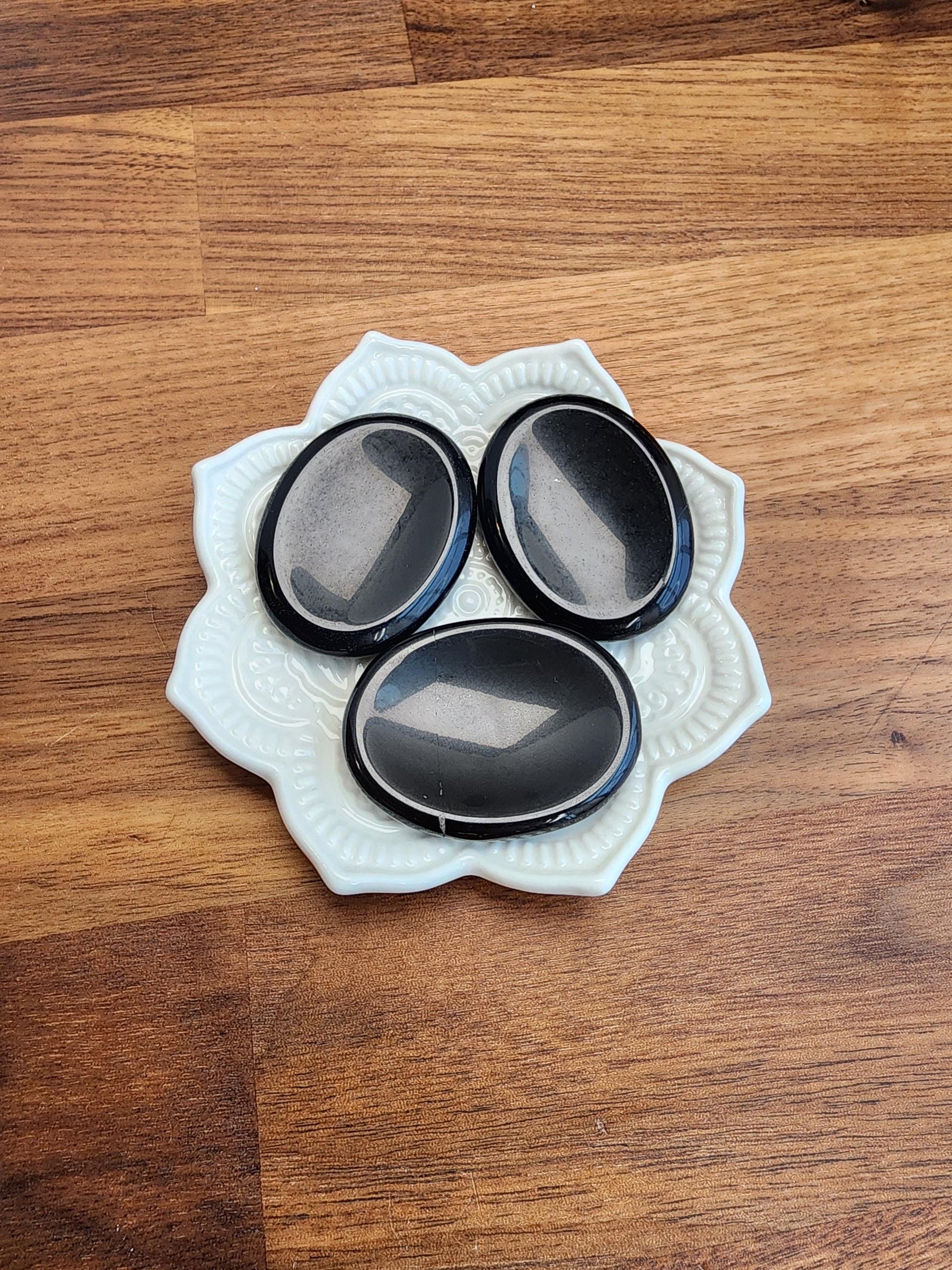 Black Obsidian Worry Stone: Polished Fidget Crystal (1.77")