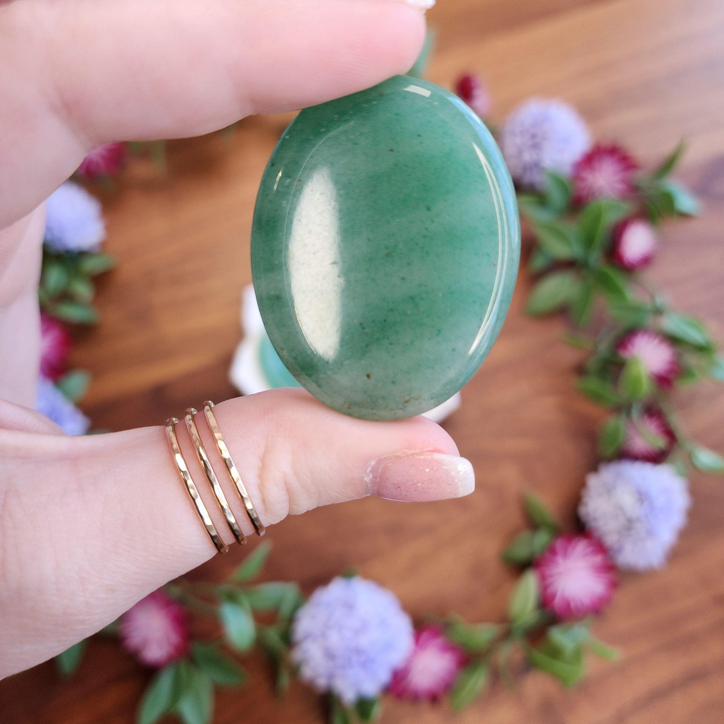 Green Aventurine Crystal Worry Stone: Shamrock Color, Sensory Fidget