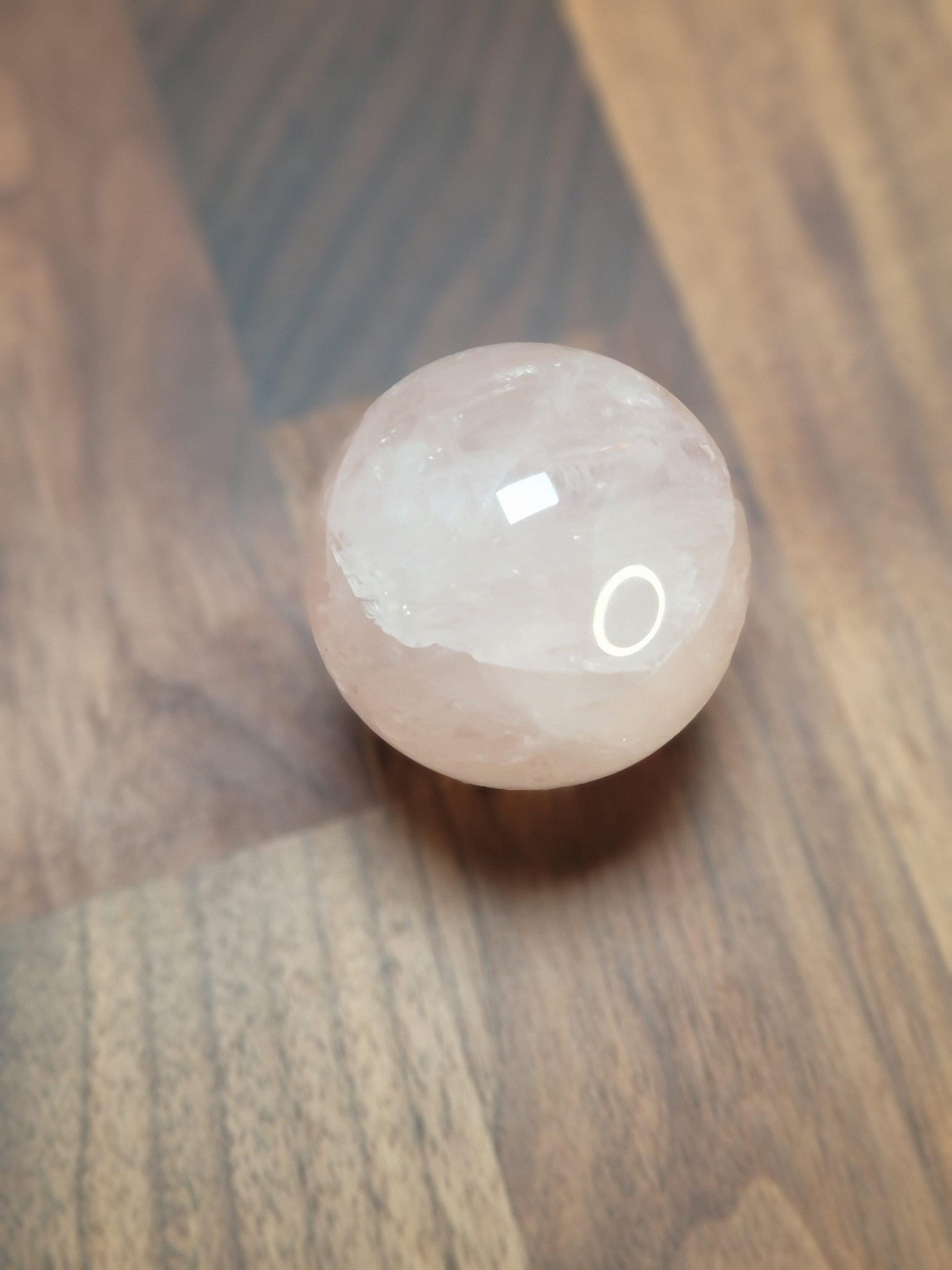 Rose Quartz Crystal Sphere | 47 MM | Pink and White | Only 1 Available
