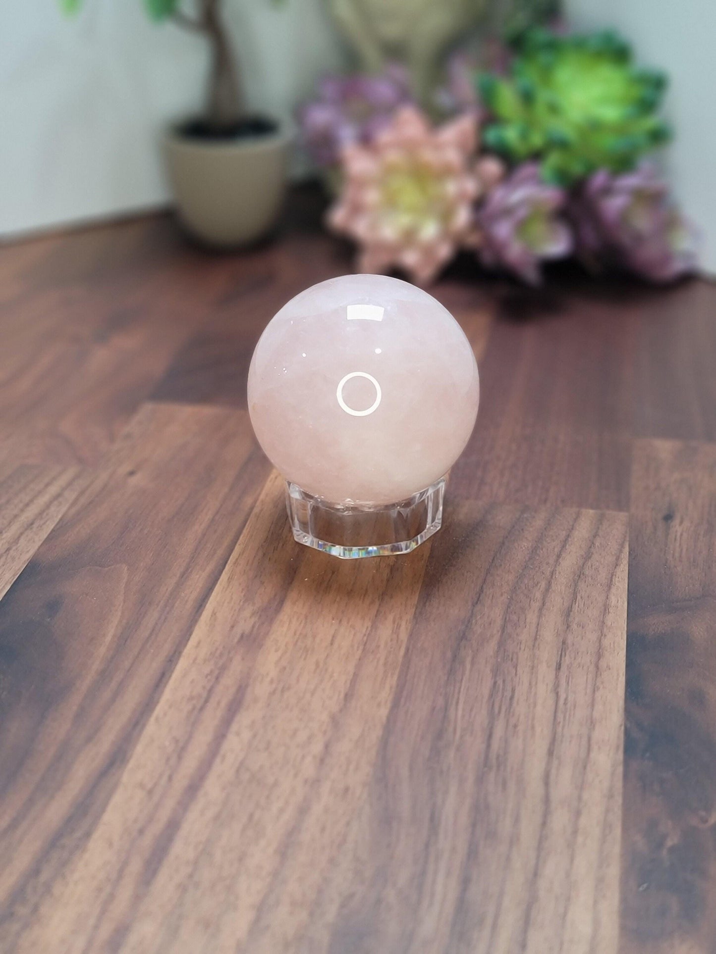 Pretty Pink Rose Quartz Sphere | 66 MM | Pink and White | Only 1 Available C