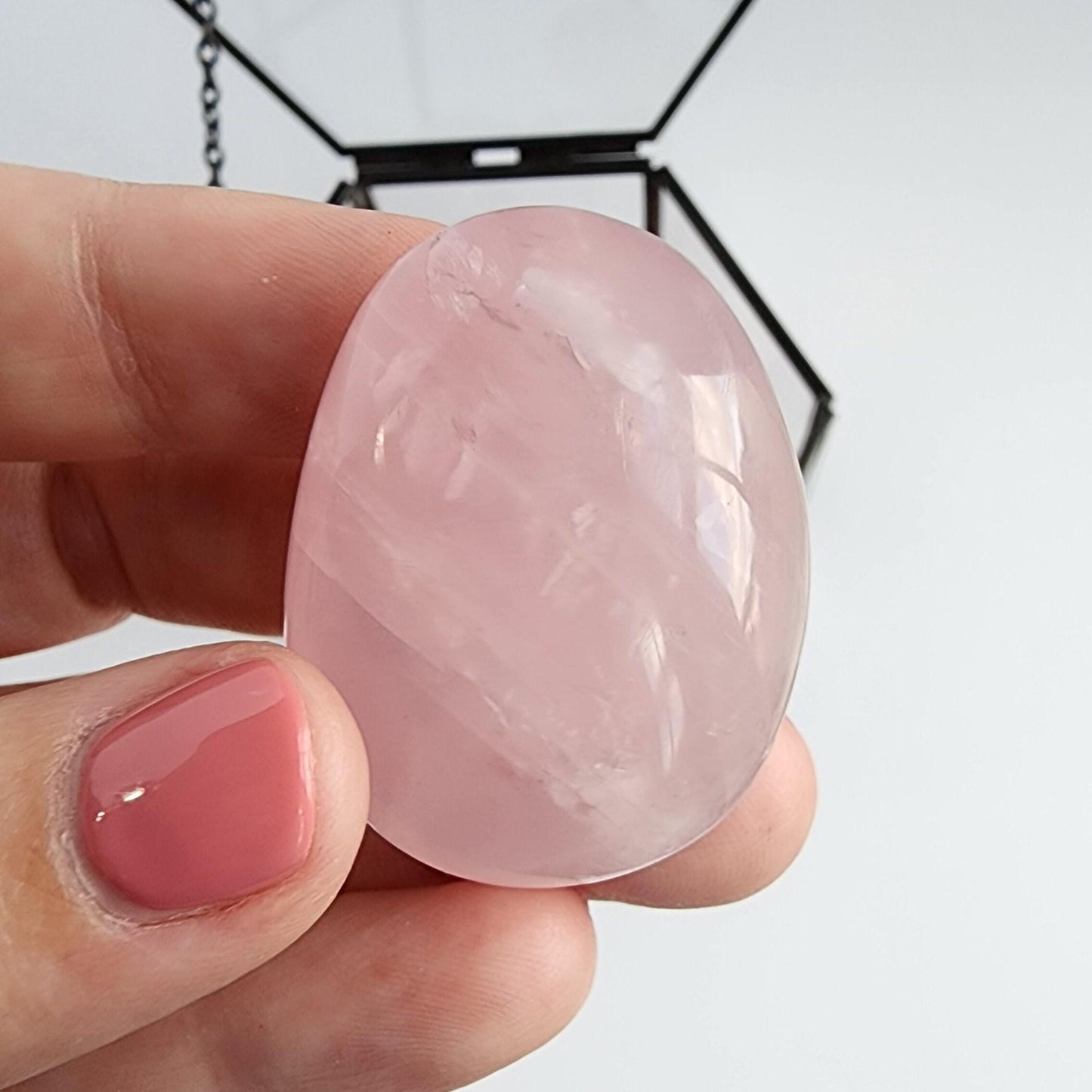 Rose Quartz Palm Stone. Some with Rainbow! All around 1 - 1.5 ounces, Intuitively Chosen for you!