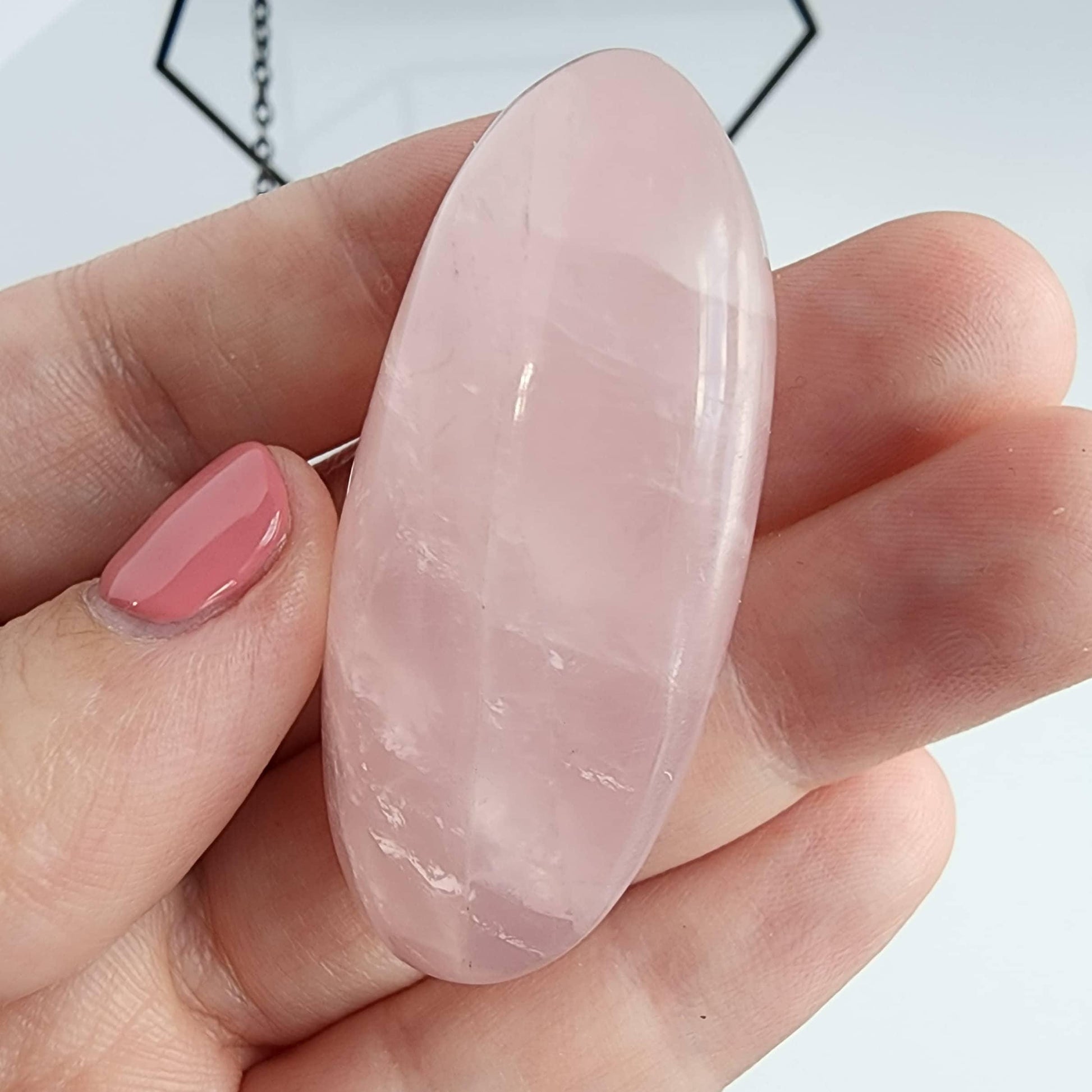 Rose Quartz Palm Stone. Some with Rainbow! All around 1 - 1.5 ounces, Intuitively Chosen for you!