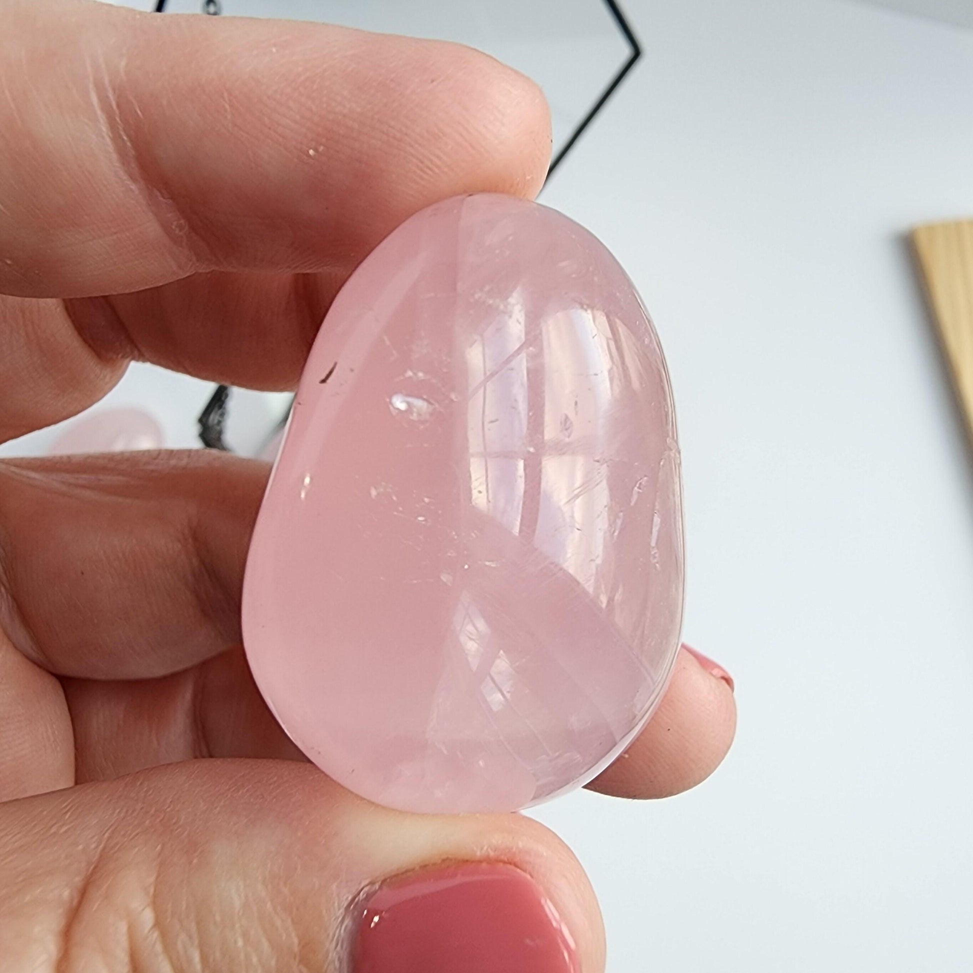 Rose Quartz Palm Stone. Some with Rainbow! All around 1 - 1.5 ounces, Intuitively Chosen for you!