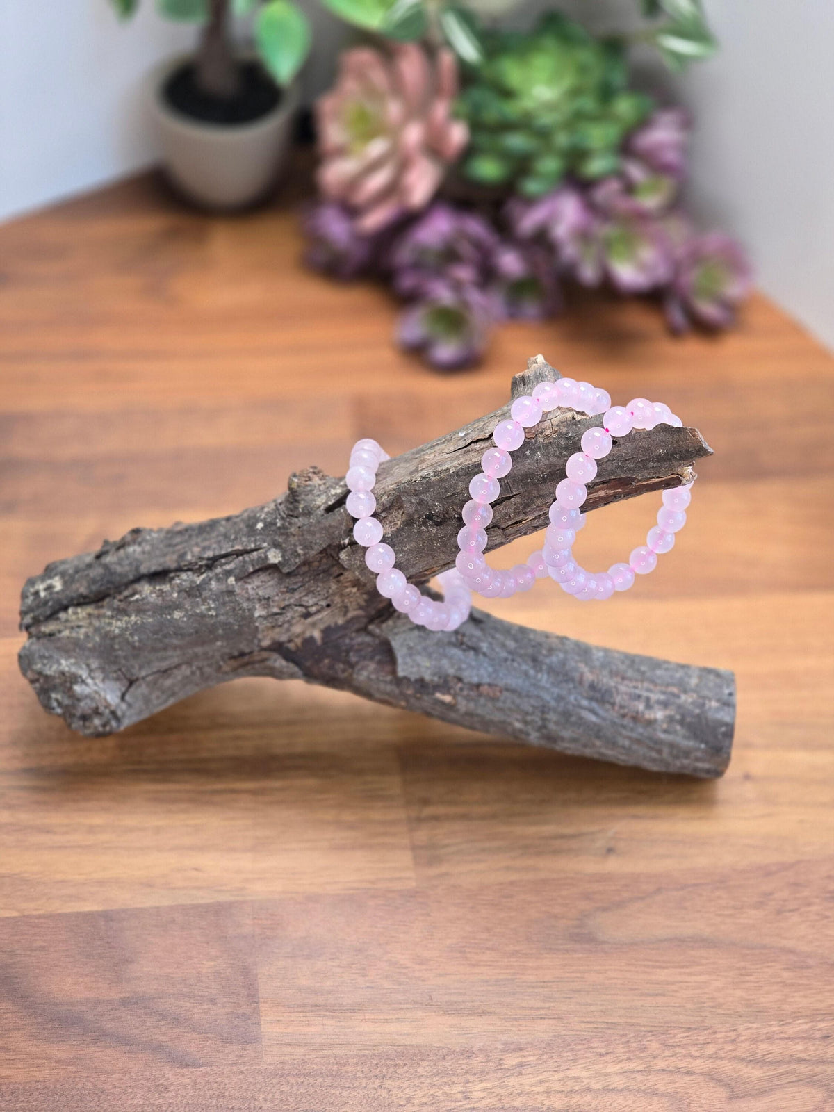 Favorite Rose Quartz Bracelet: 8MM Pink Crystal Beads, stretch Magenta Band | Perfect Valentine's Day or Anniversay Gift for Mom, Girlfriend
