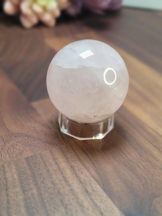 Rose Quartz Crystal Sphere | 47 MM | Pink and White | Only 1 Available