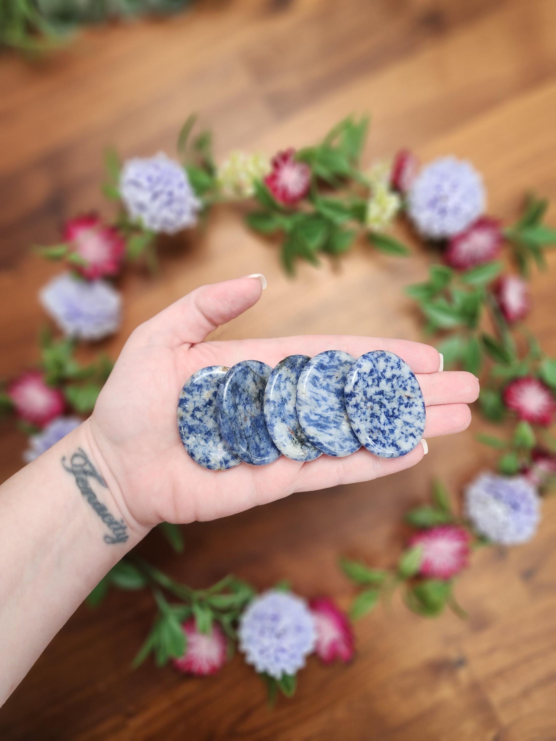 Blue Spot Jasper Worry Stone: ADHD Fidget Pocket Crystal