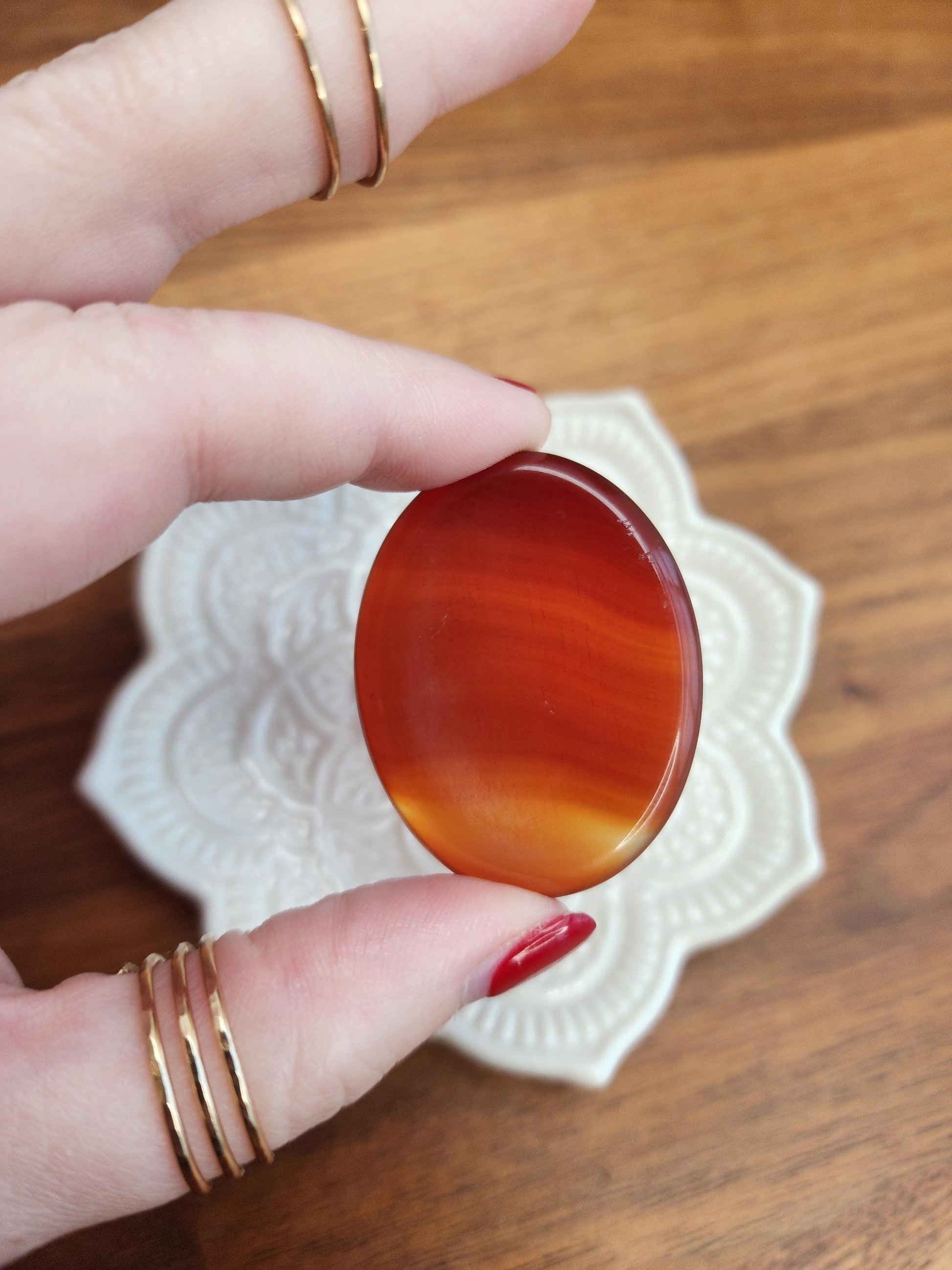 Carnelian Worry Stone: Scarlet Fidget Crystal for Anxiety, ADHD