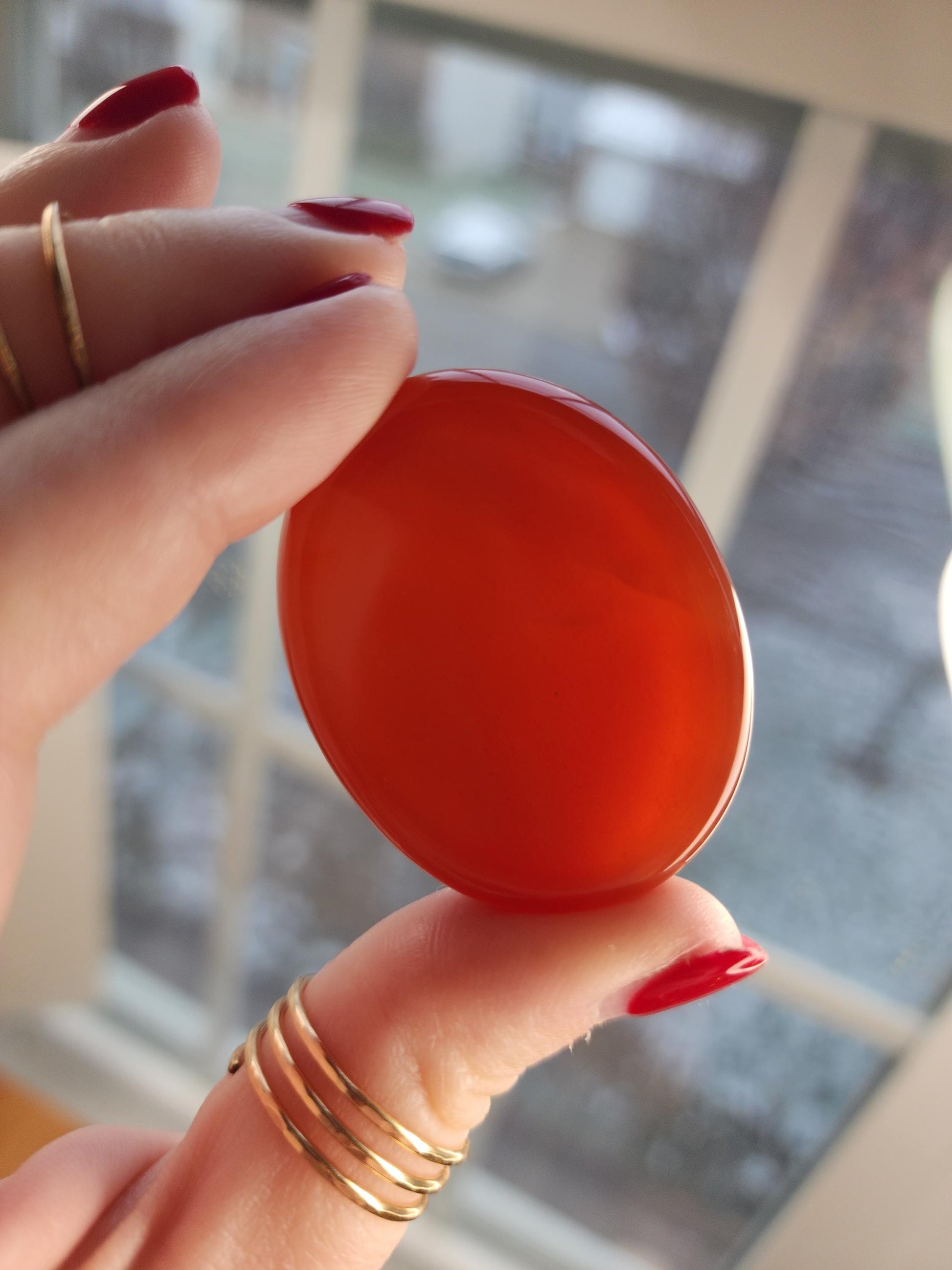 Carnelian Worry Stone: Scarlet Fidget Crystal for Anxiety, ADHD