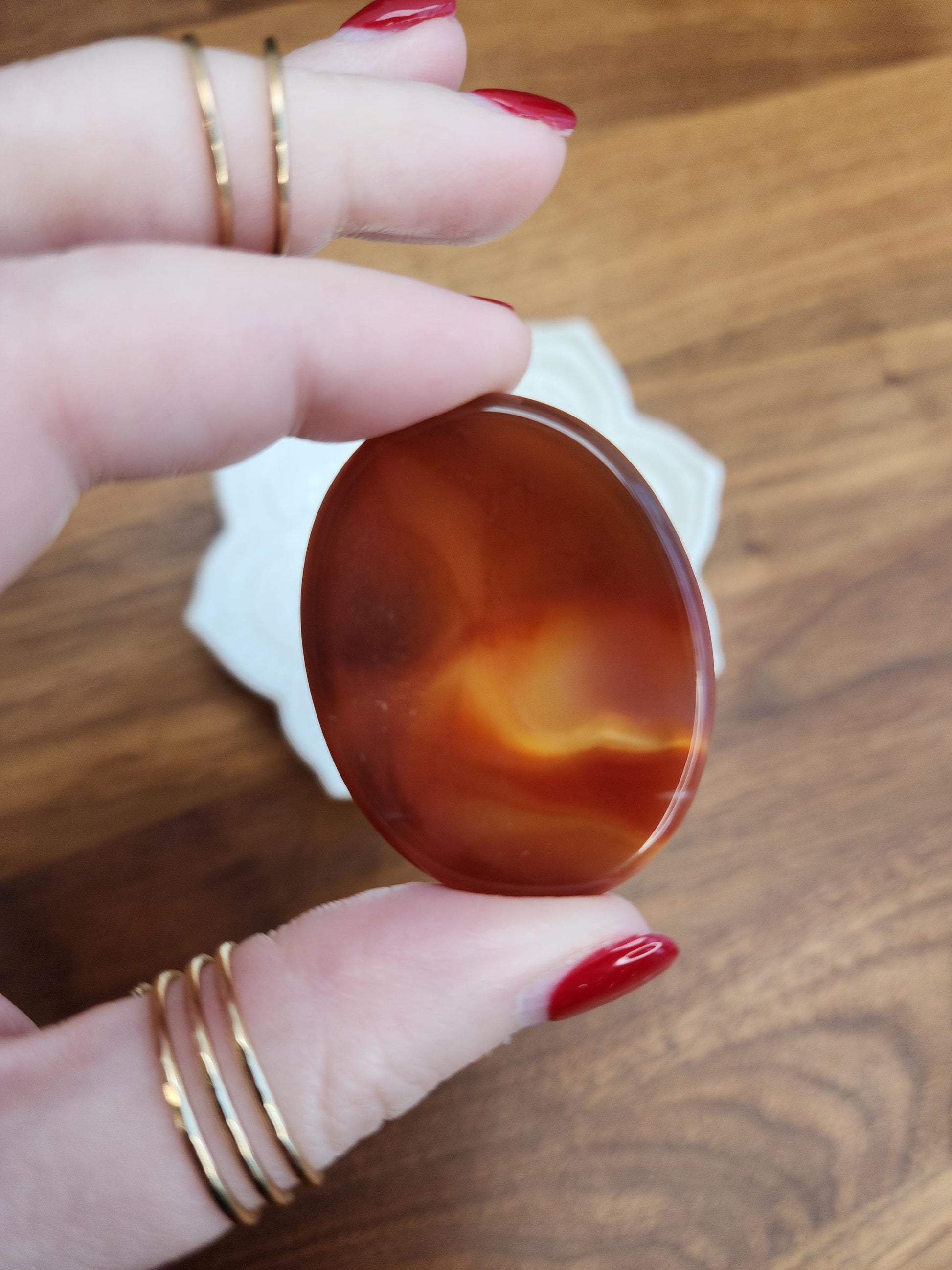 Carnelian Worry Stone: Scarlet Fidget Crystal for Anxiety, ADHD