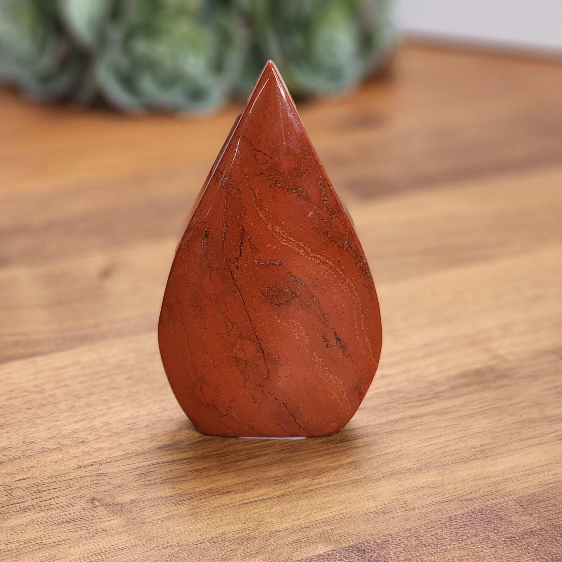 Red Jasper Crystal Teardrop | SCARLET | Valentine Free Form | About 3.5" tall | Like a Twin Flame, one side red and one side with black