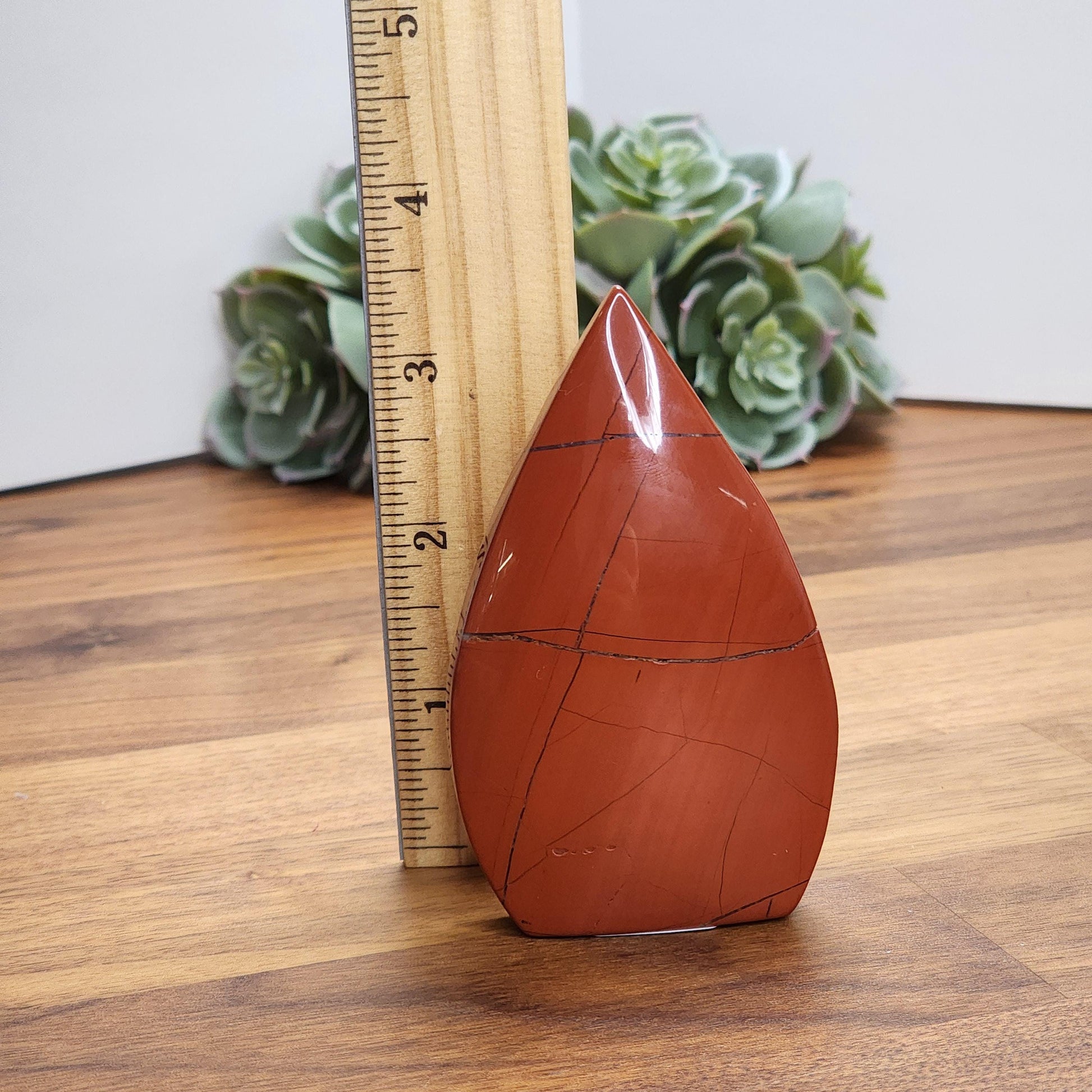 Red Jasper Crystal Teardrop | WARRIOR | Valentine Free Form | About 3.5" tall | True Blood Red with Brecciated Quartz Scars | Love Gifts