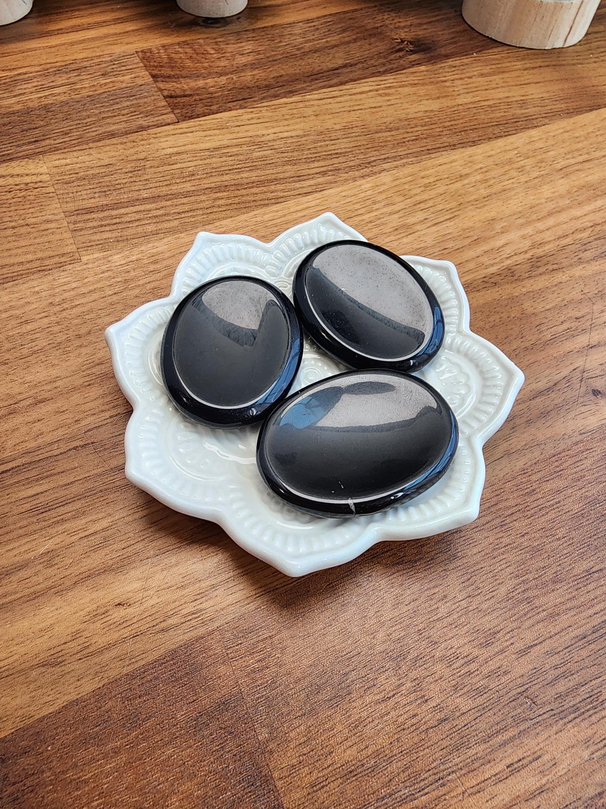Black Obsidian Worry Stone: Polished Fidget Crystal (1.77")