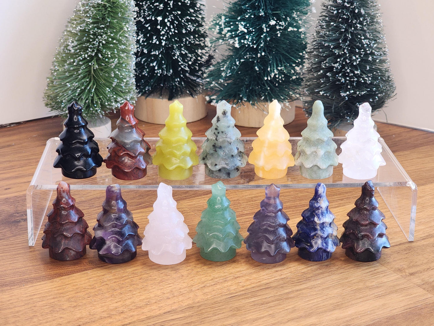 Crystal Pine Tree: 1.5" Mini Gemstone Evergreen - Winter Village Display
