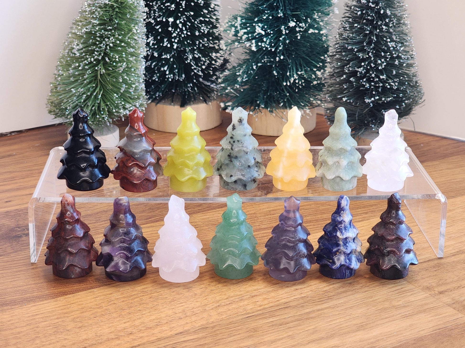 Crystal Pine Tree: 1.5" Mini Gemstone Evergreen - Winter Village Display