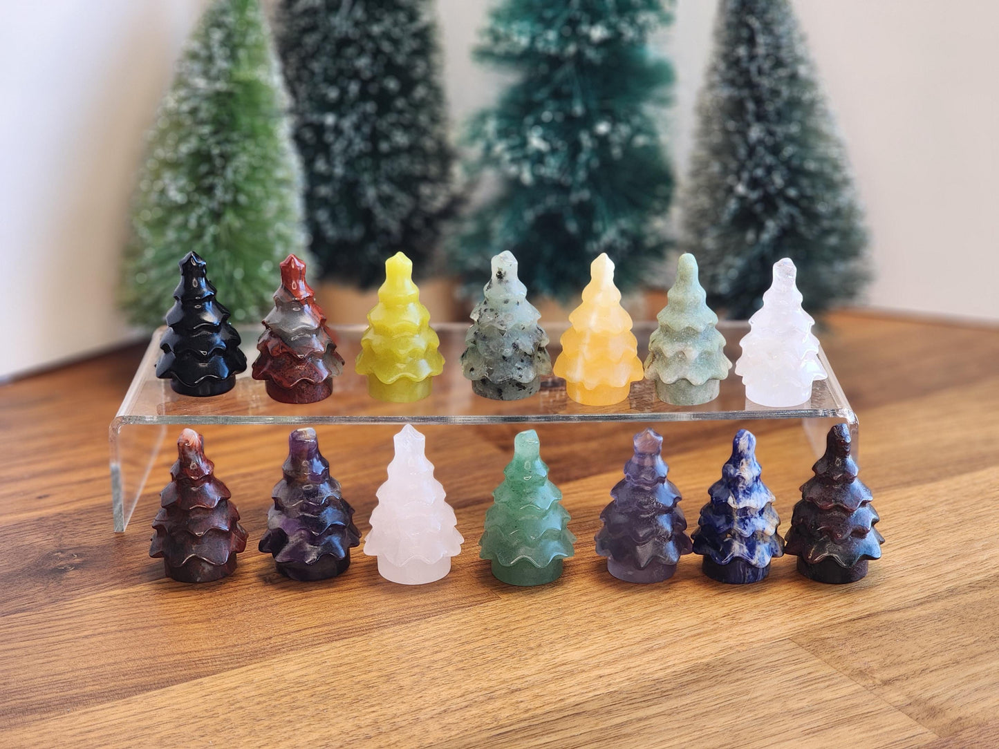 Crystal Pine Tree: 1.5" Mini Gemstone Evergreen - Winter Village Display