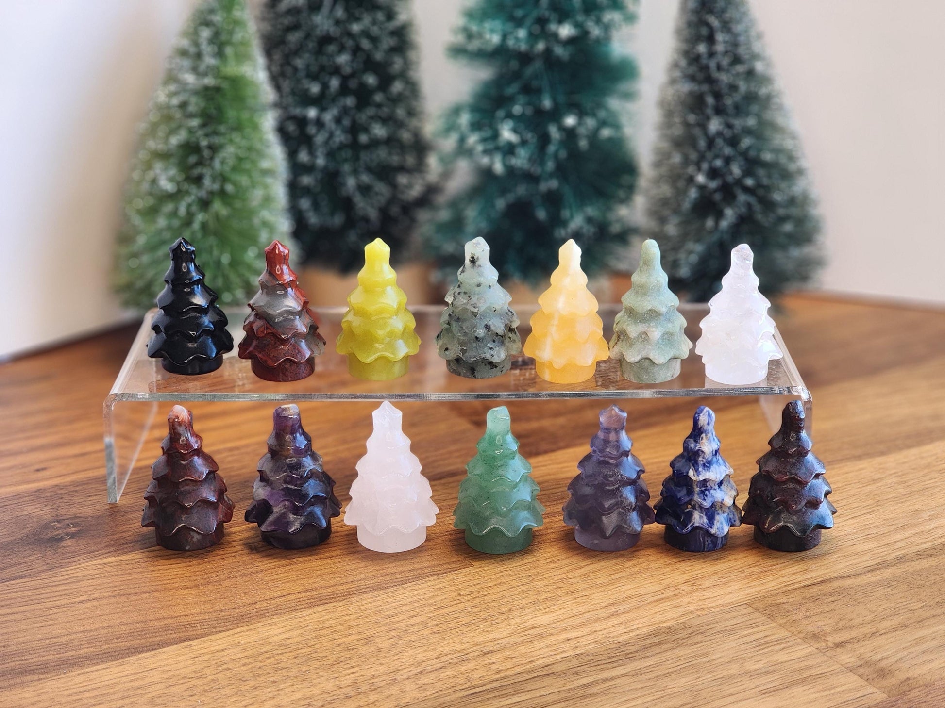 Crystal Pine Tree: 1.5" Mini Gemstone Evergreen - Winter Village Display