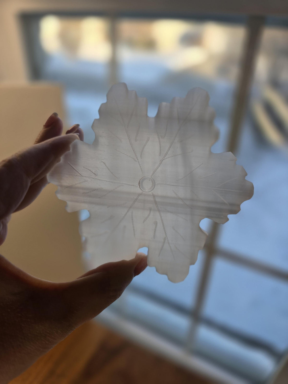Selenite Crystal Snowflake: Winter Home Decor, January Birthday Gift