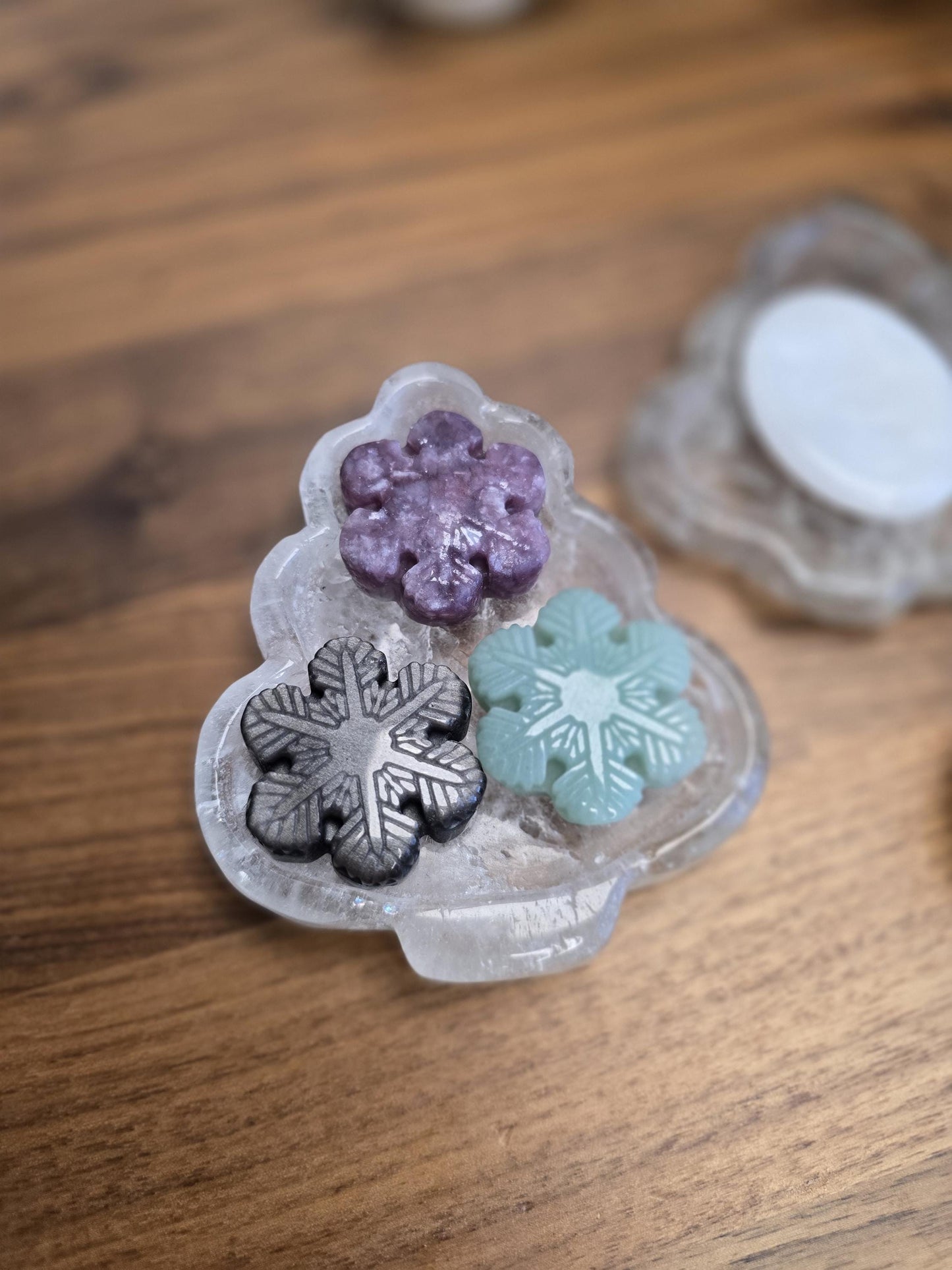 Quartz Crystal Ring Dish Tree | Trinket Bowl for Jewelry like Engagement Rings | Cute Winter Home Decor Spoon Rest or Holiday Soap Tray