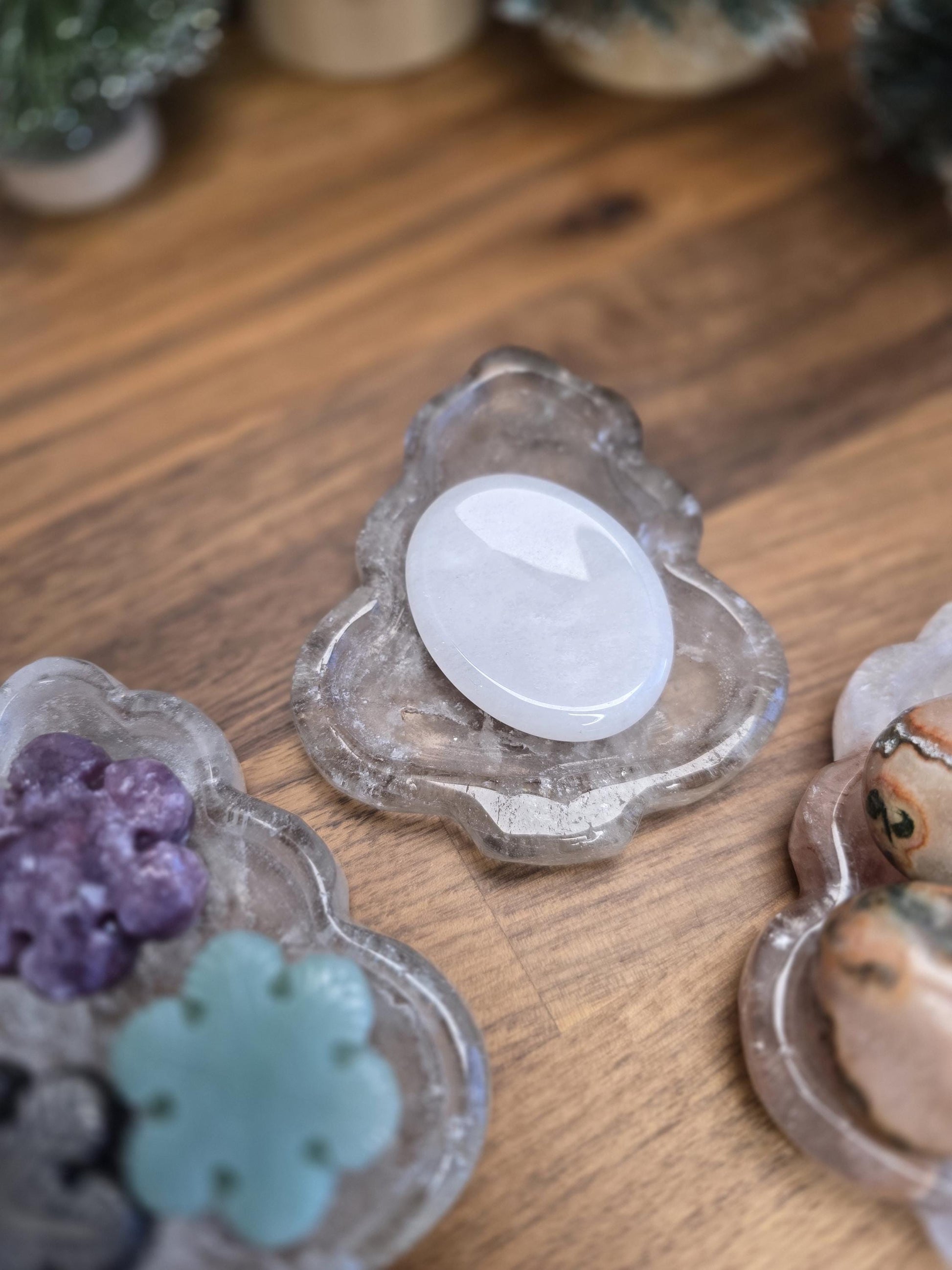 Quartz Crystal Ring Dish Tree | Trinket Bowl for Jewelry like Engagement Rings | Cute Winter Home Decor Spoon Rest or Holiday Soap Tray