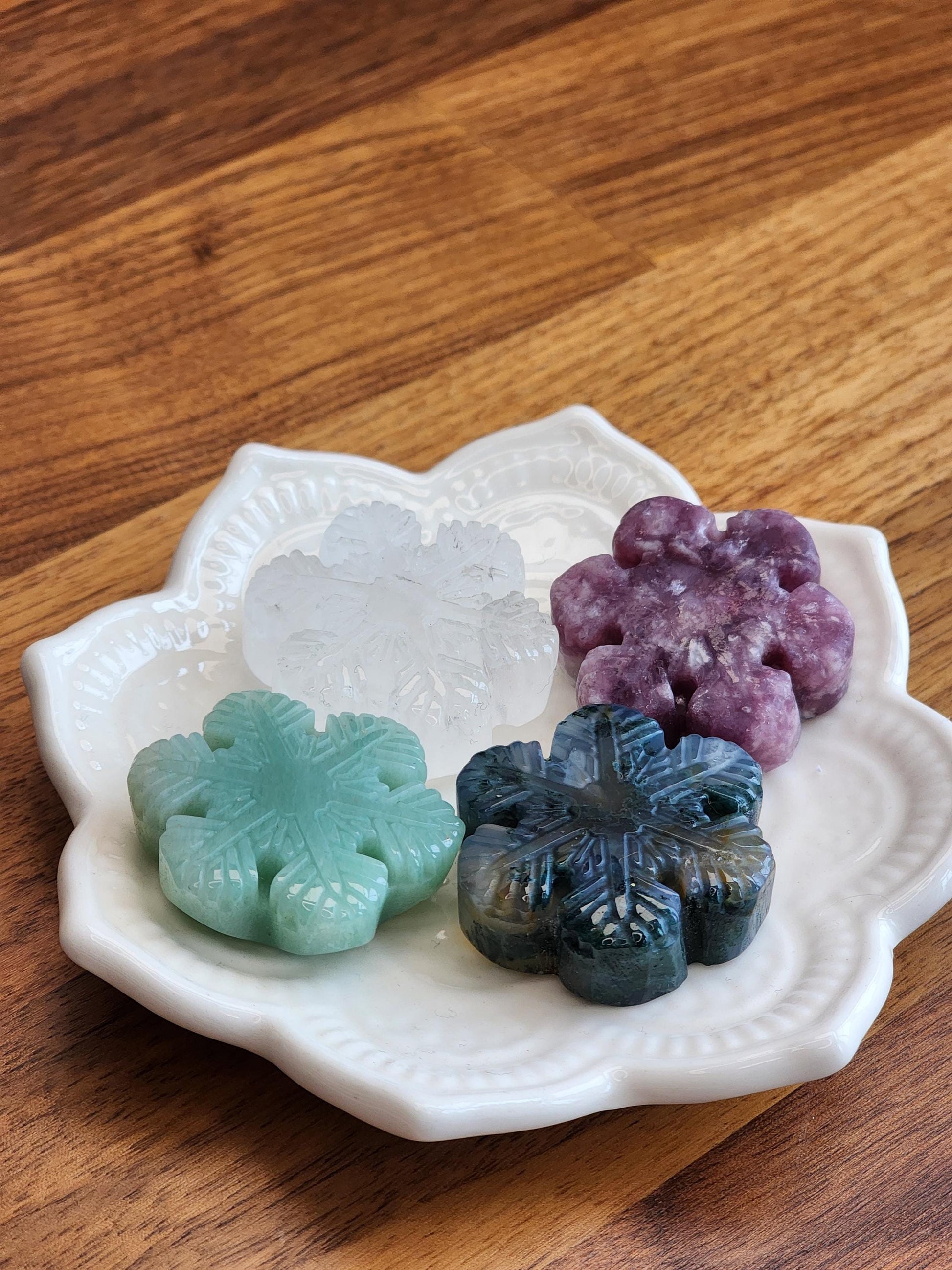 Mini Crystal Snowflakes for Winter Home Decor | 1" | Cute Snowy Prisms in fun mineral colors | Solstice, Yule & Christmas Stocking Stuffers