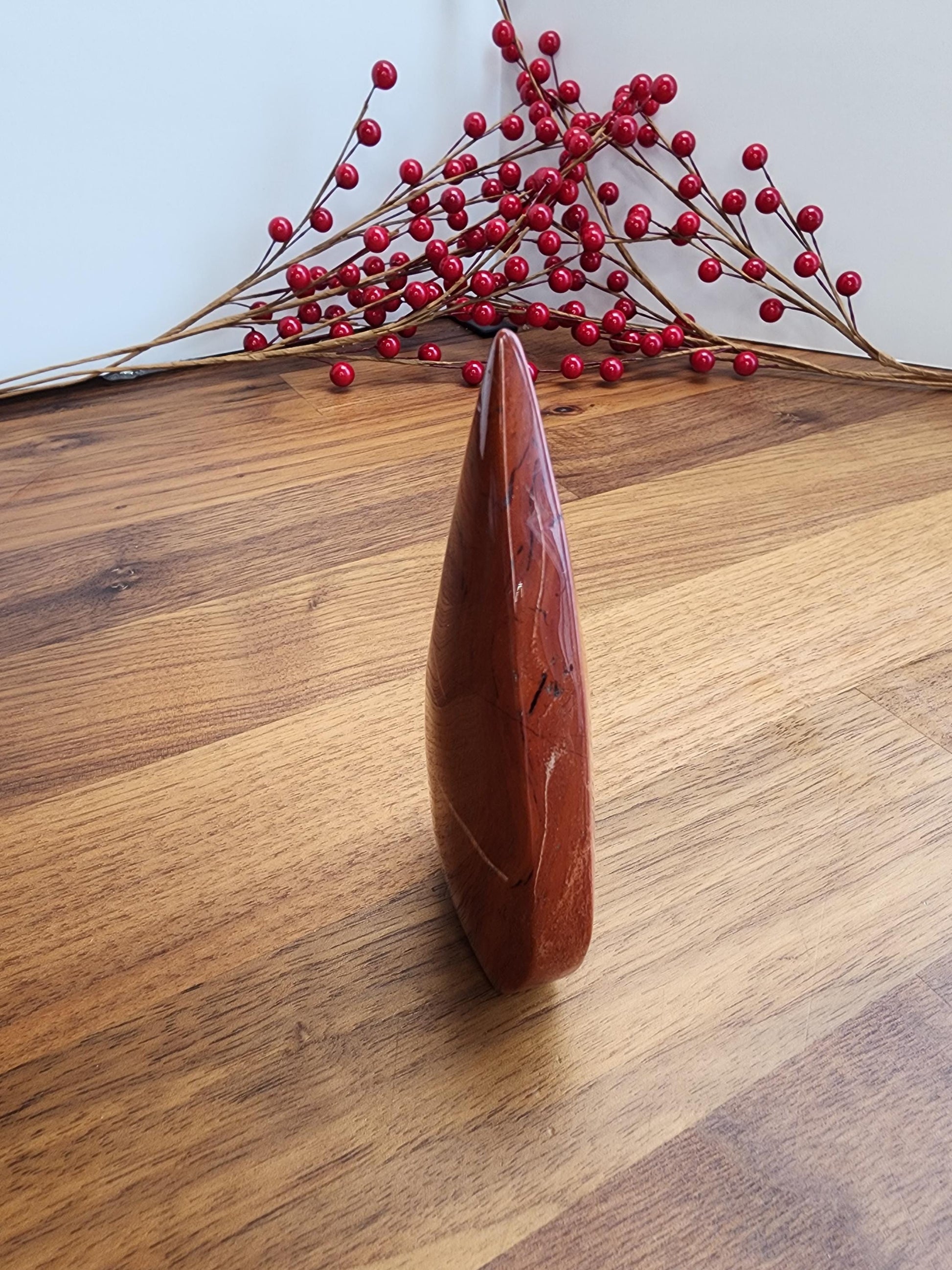 Red Jasper Crystal Teardrop | EMBER | Valentine Free Form | About 4" tall | 50 Shades of passionate rouge & black swirls | Gifts for Couples