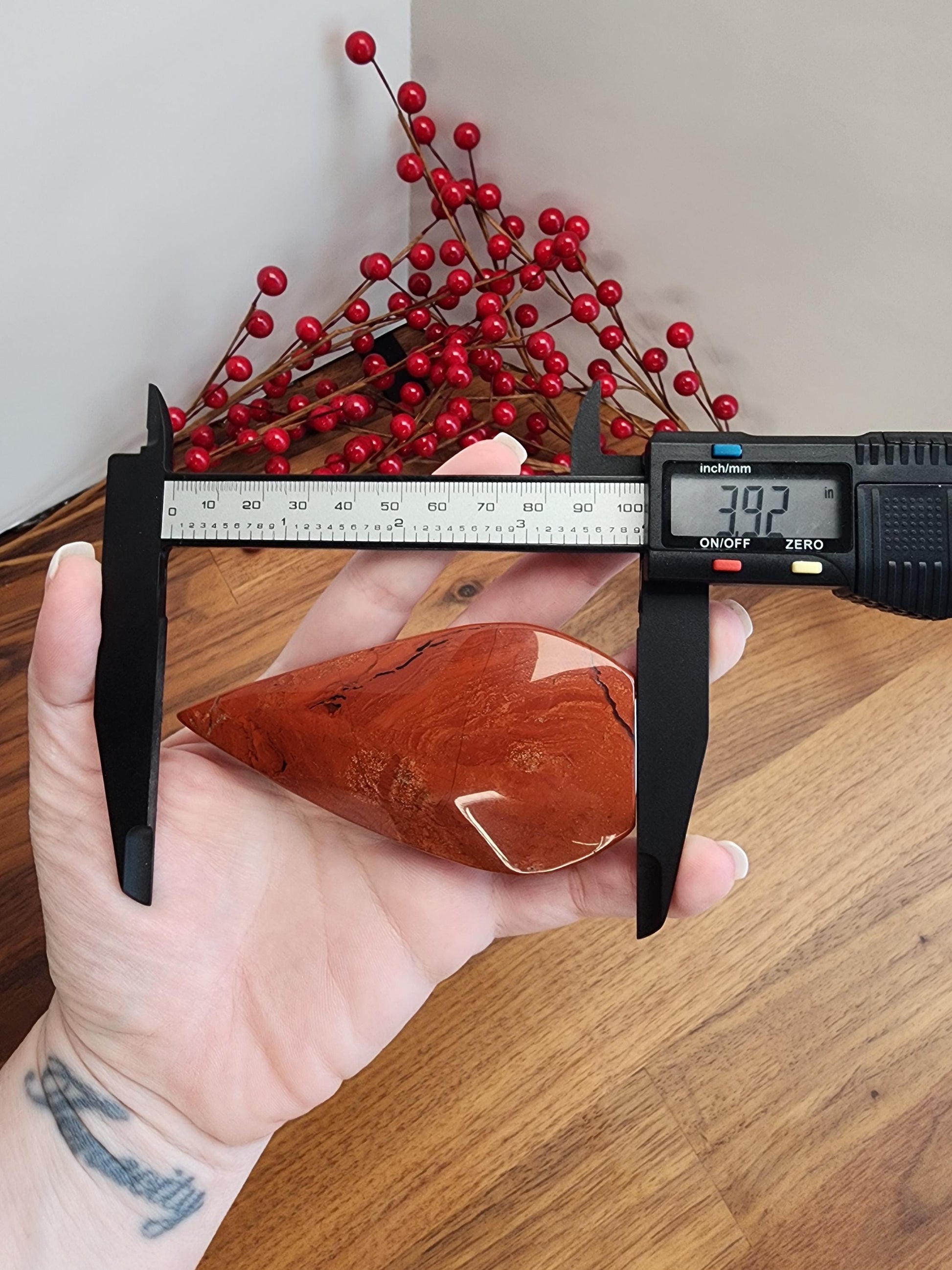 Red Jasper Crystal Teardrop: EMBER Free Form, 4" Tall