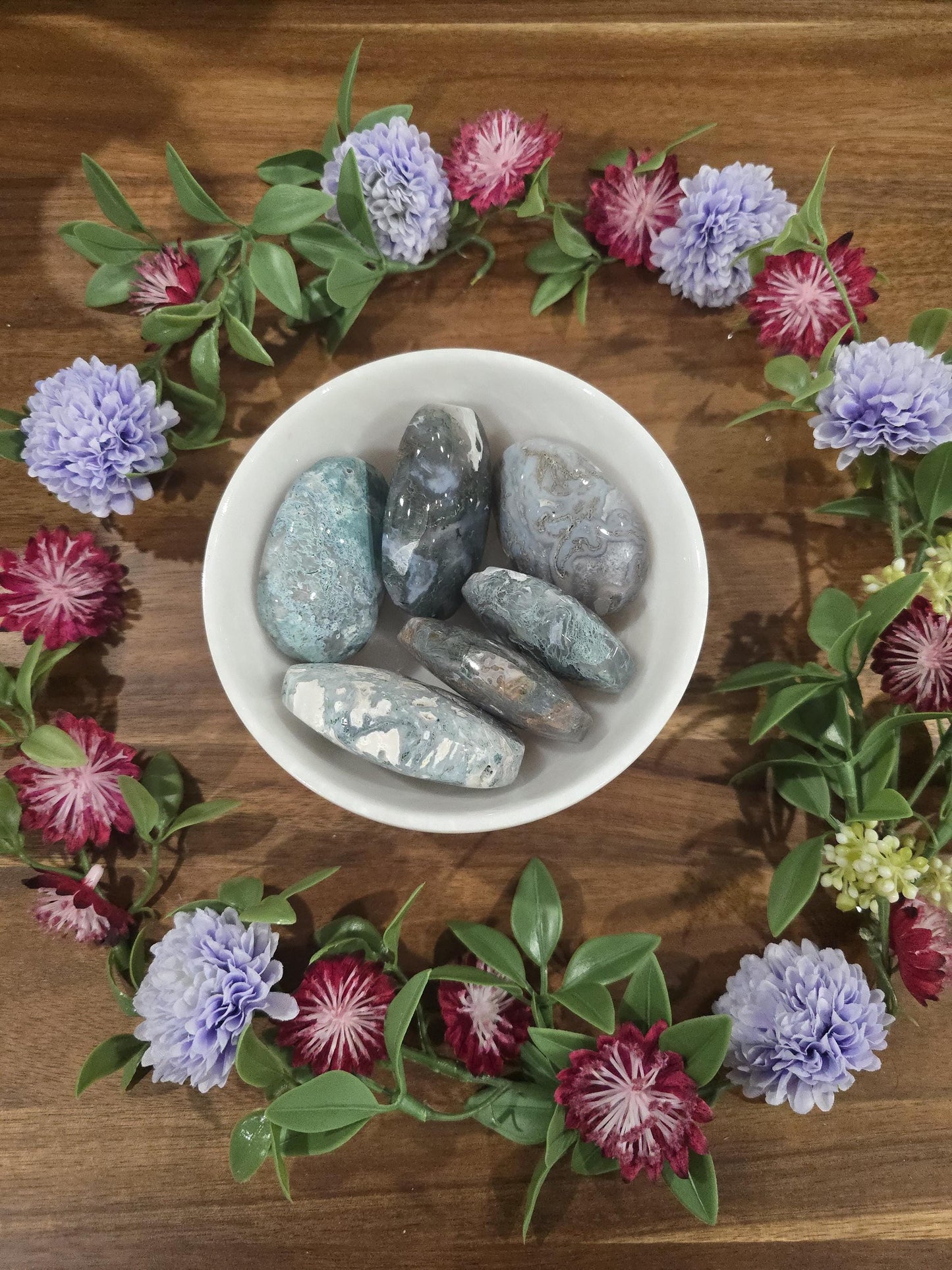 Moss Agate Palmstones | Over 2 inches | Natural Green Gemstone Pocket Stones for Gifts, Collecting, and Relaxation