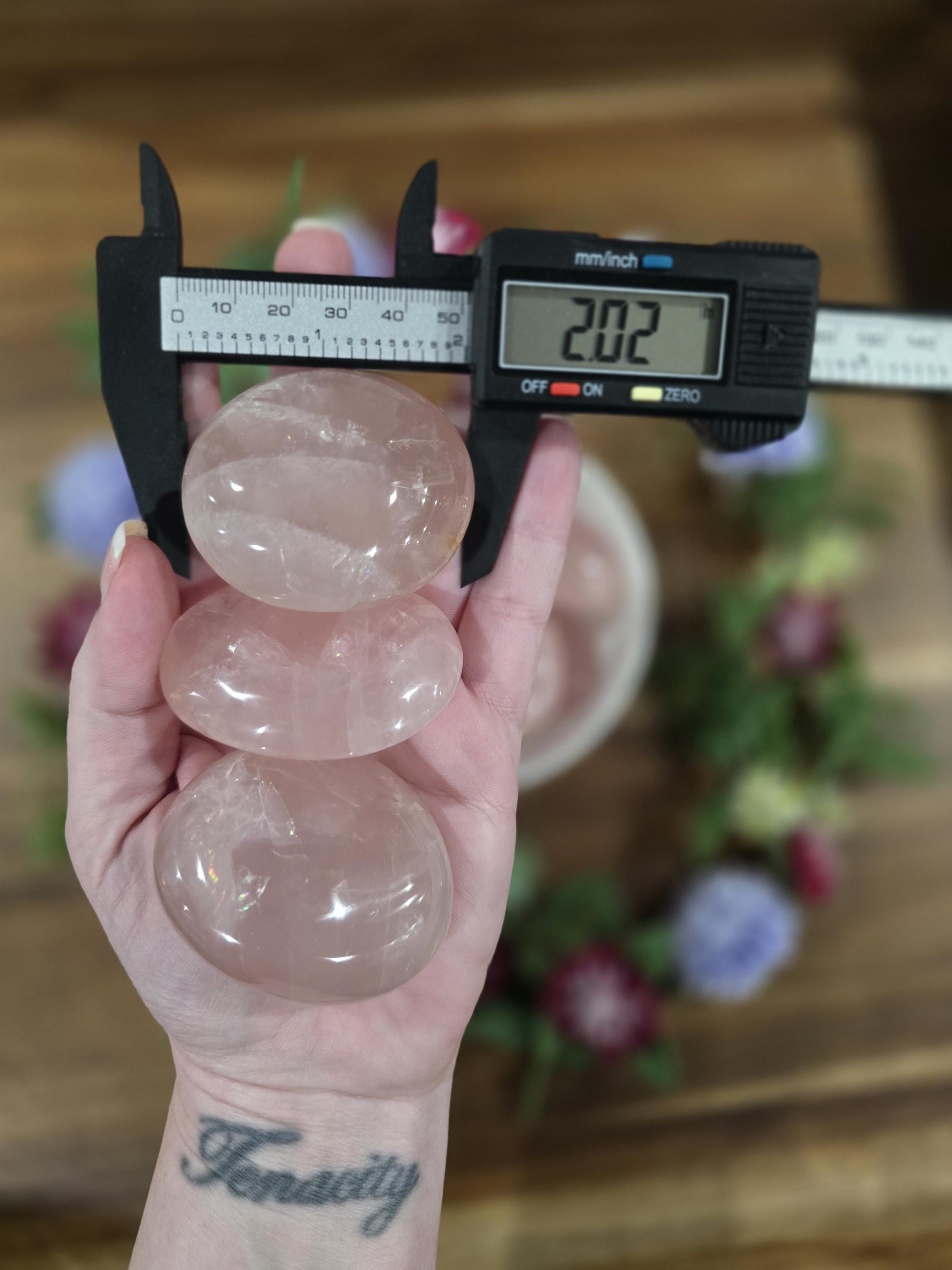 Big Rainbow Rose Quartz Palmstones | High Quality Pink Crystals, Hand Carved & Polished | ADHD ASD SPD Pocket Fidgets | Women, Girls, Teens