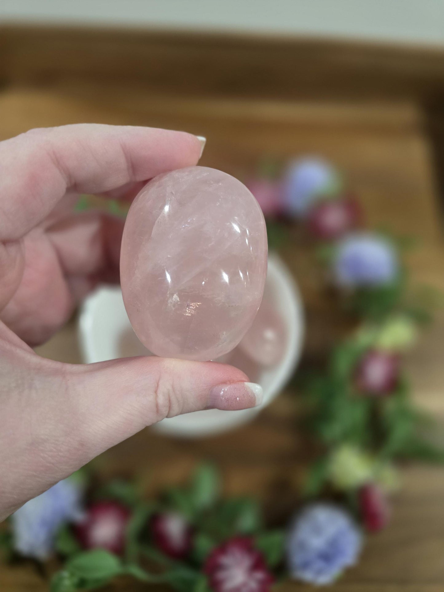 Big Rainbow Rose Quartz Palmstones | High Quality Pink Crystals, Hand Carved & Polished | ADHD ASD SPD Pocket Fidgets | Women, Girls, Teens