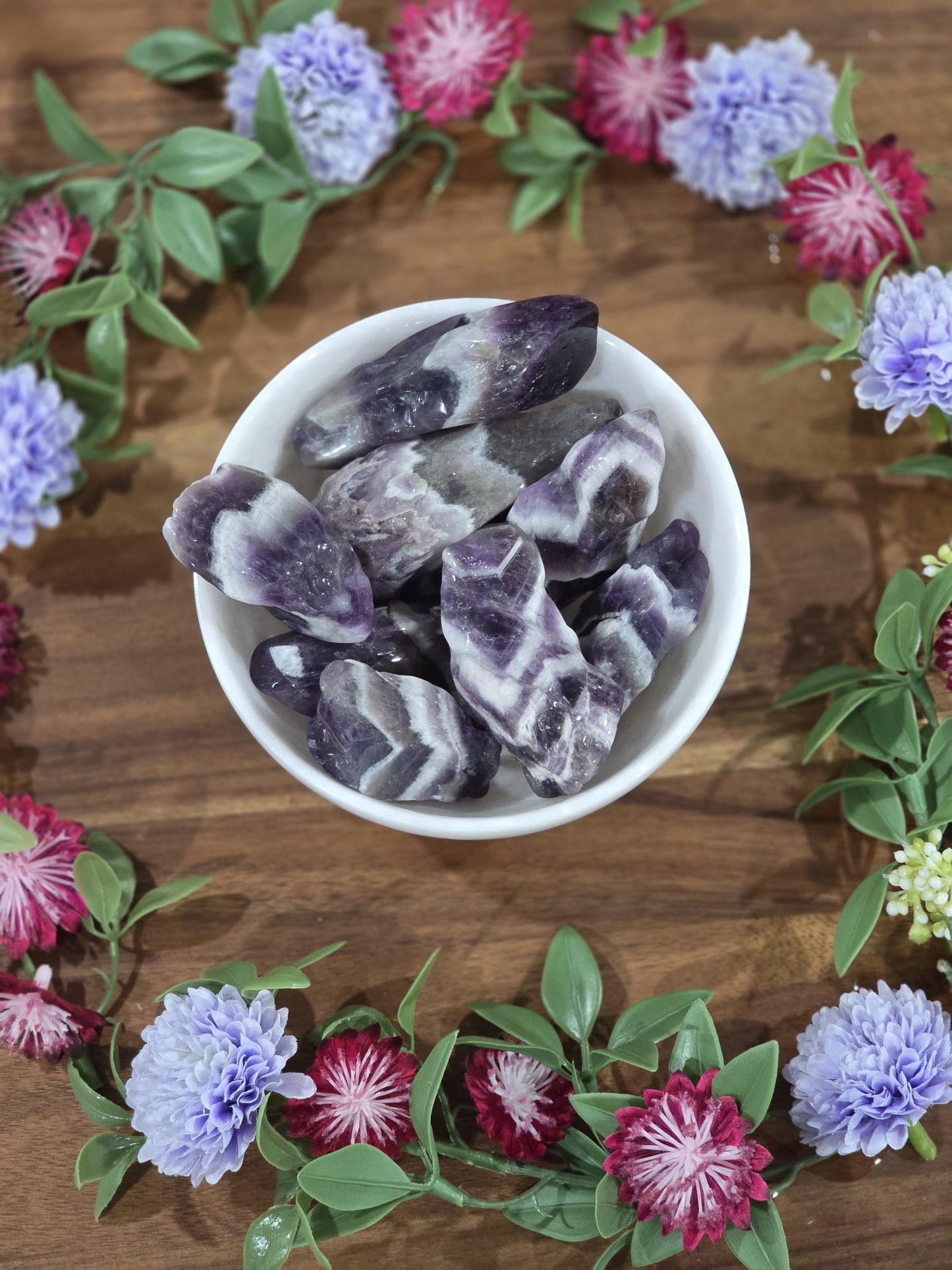 Rough Dream Amethyst Shards | Polished purple crystal raw pieces with gorgeous chevron patterns
