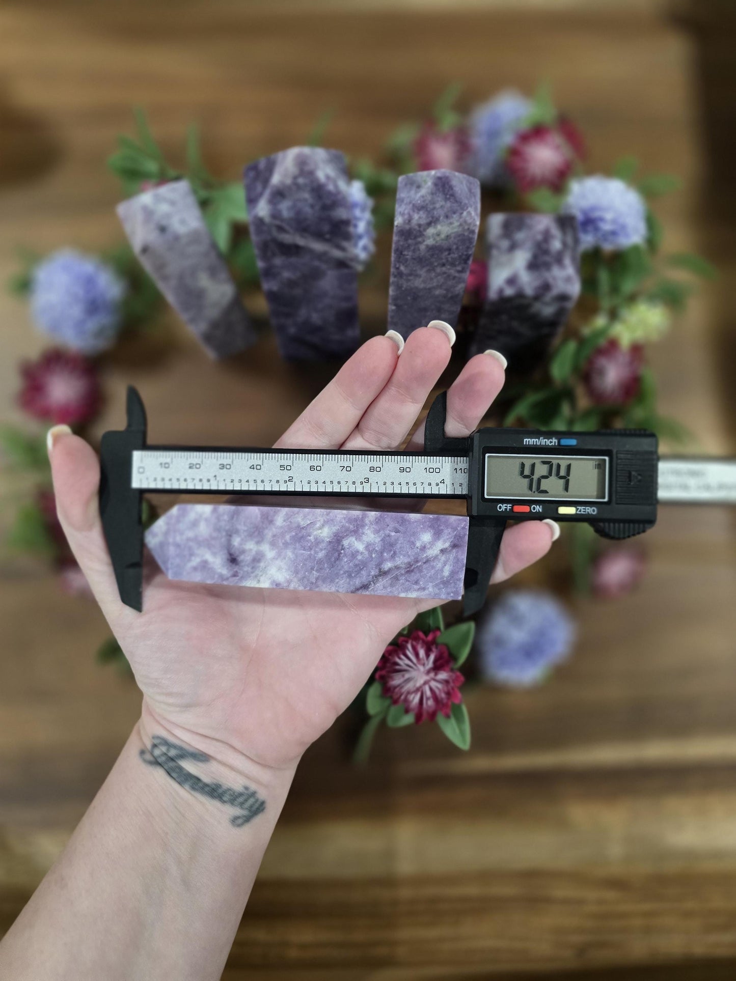 Lepidolite Crystal Towers | Purple Mica | Unique Hand Carved Purple Decor Pieces with Sparkle | Pretty Spring Home Decor in Lilac Lavender