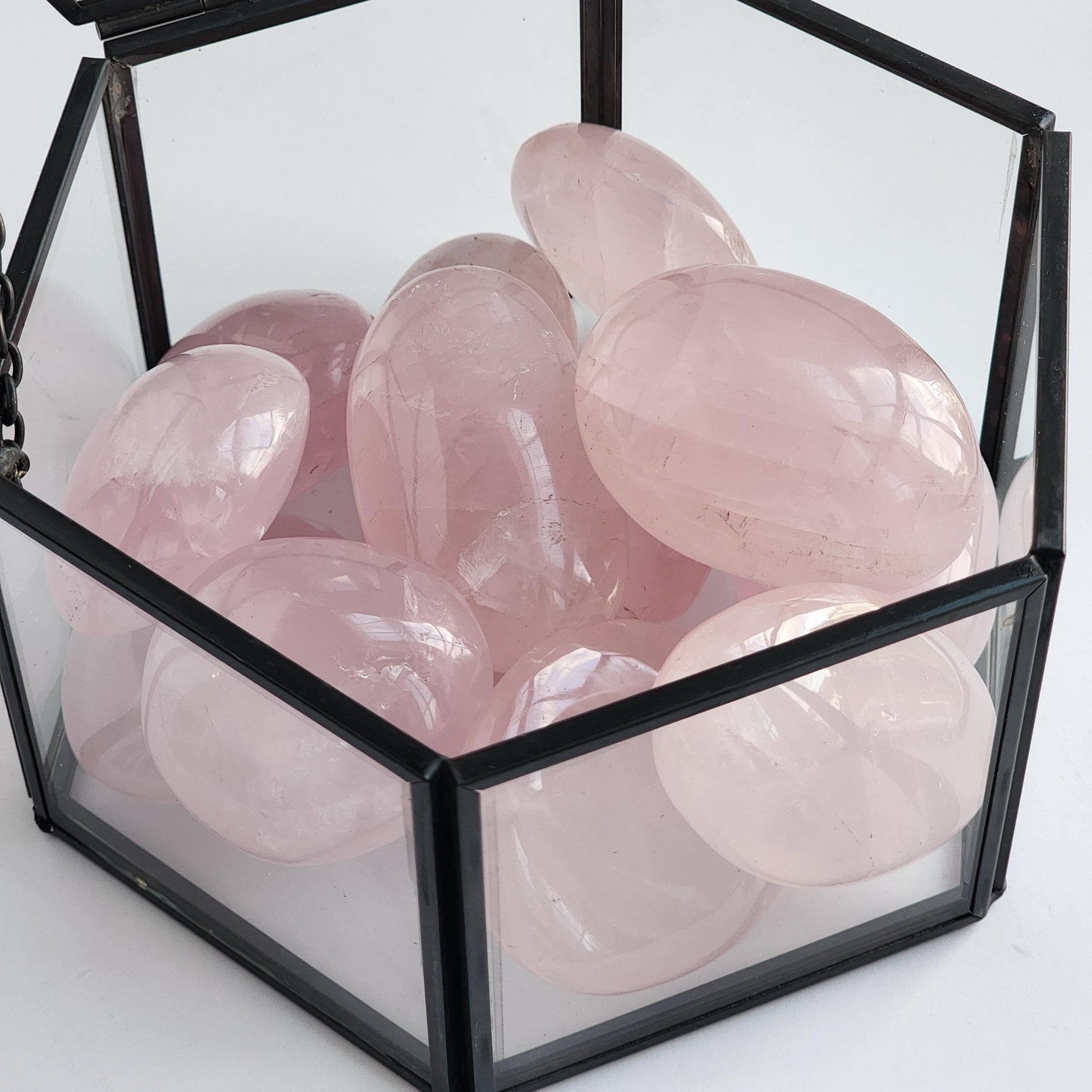Rose Quartz Palm Stone. Some with Rainbow! All around 1 - 1.5 ounces, Intuitively Chosen for you!