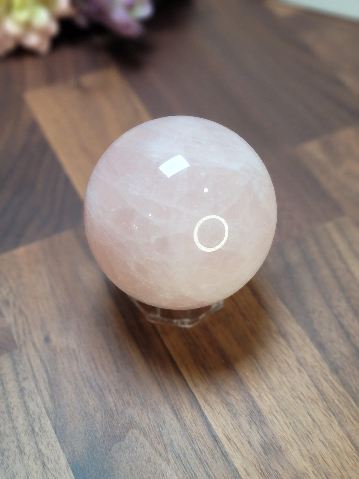 Pretty Pink Rose Quartz Sphere | 76 MM | Pink and White | Only 1 Available B