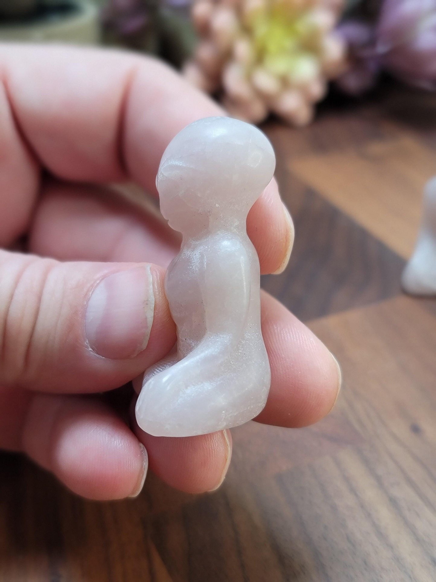 Alien Crystal Sculpture: Rose Quartz Pink and White - Unique Carving