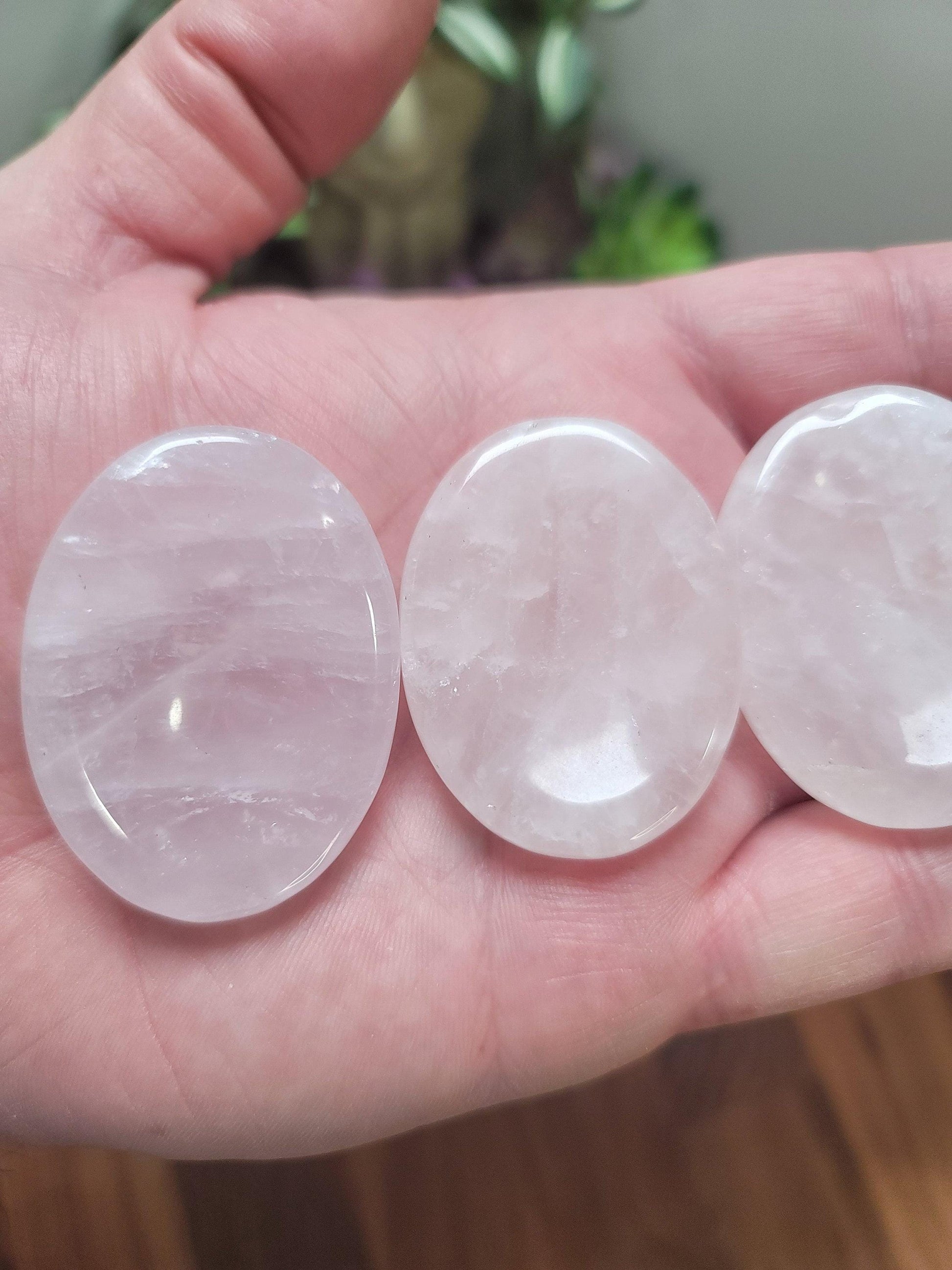 Chunky Rose Quartz Worry Stone: Tactile Stress Relief Pocket Crystal
