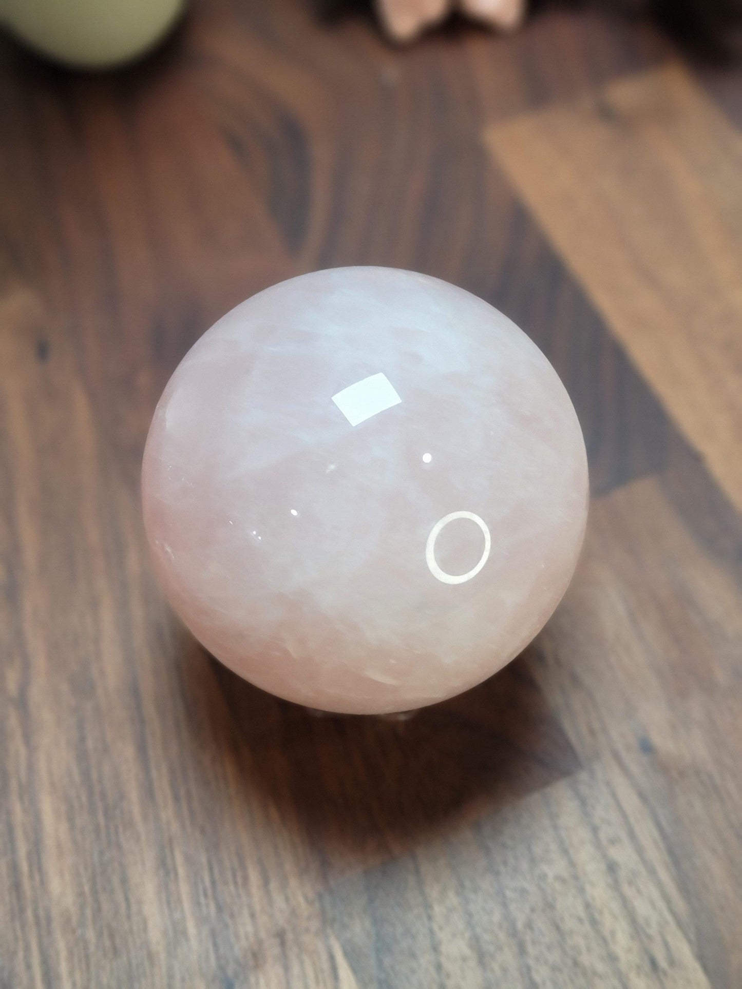 Pretty Pink Rose Quartz Sphere | 76 MM | Pink and White | Only 1 Available B
