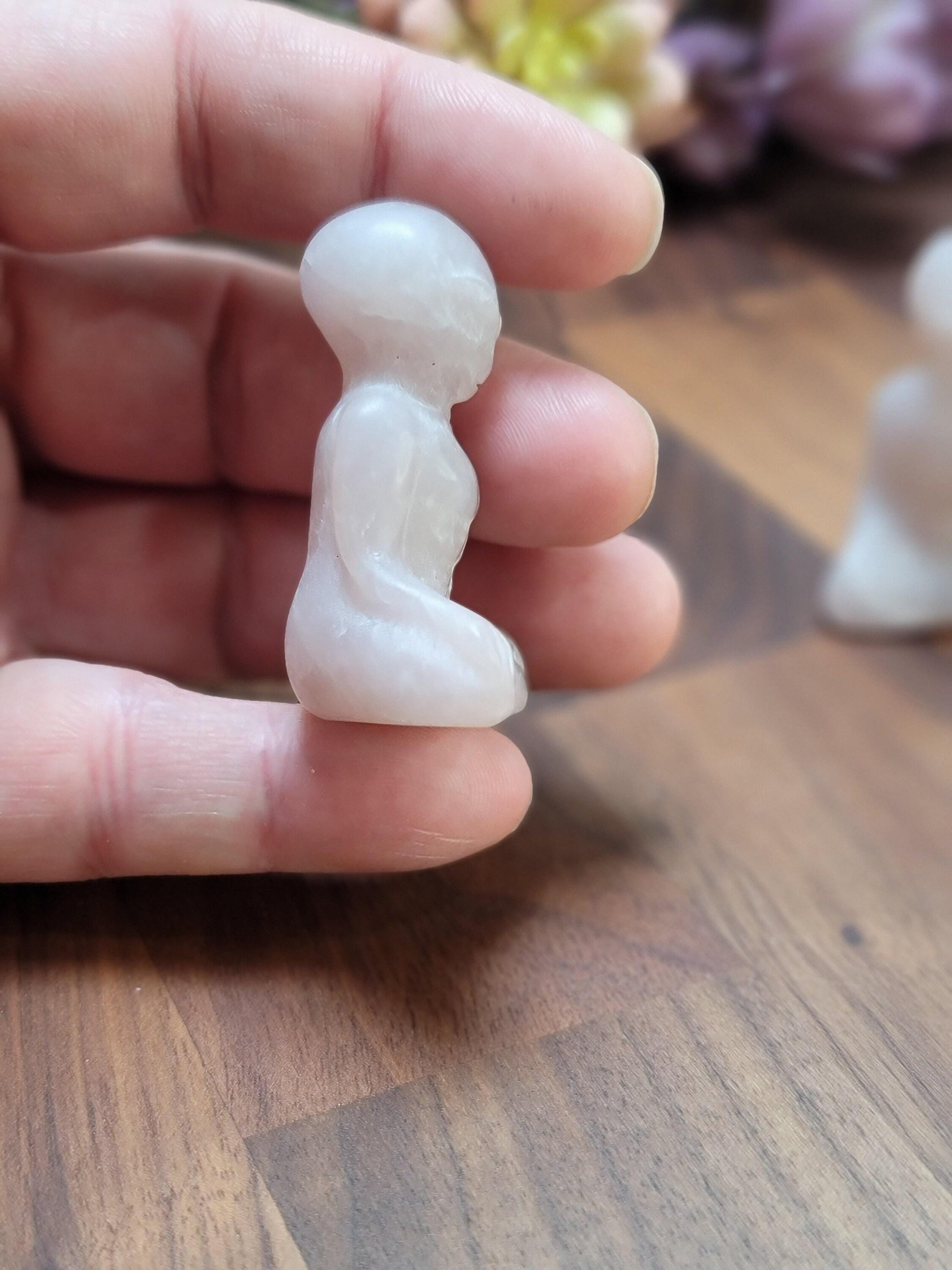 Alien Crystal Sculpture: Rose Quartz Pink and White - Unique Carving