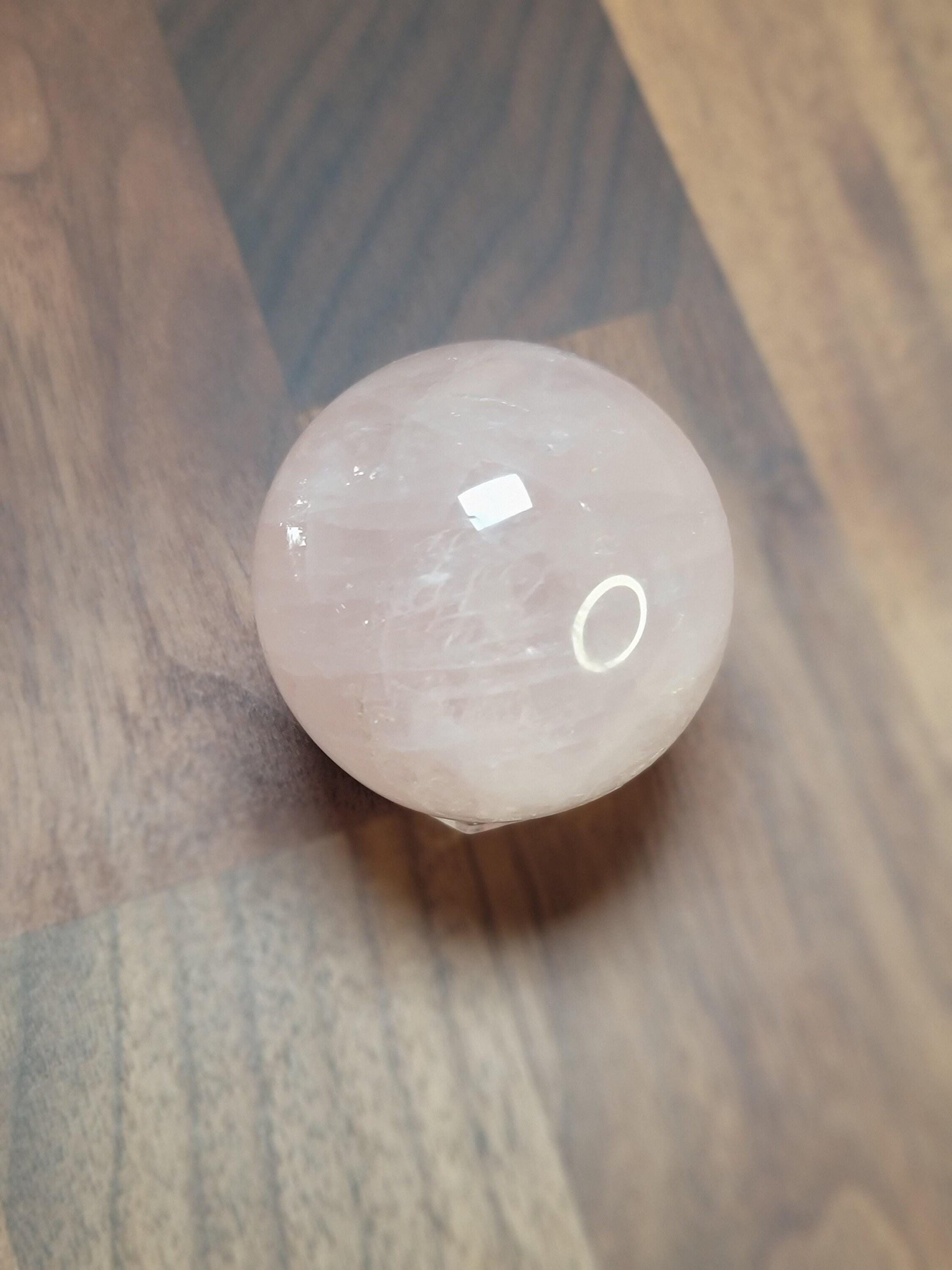 Rose Quartz Crystal Sphere | 47 MM | Pink and White | Only 1 Available