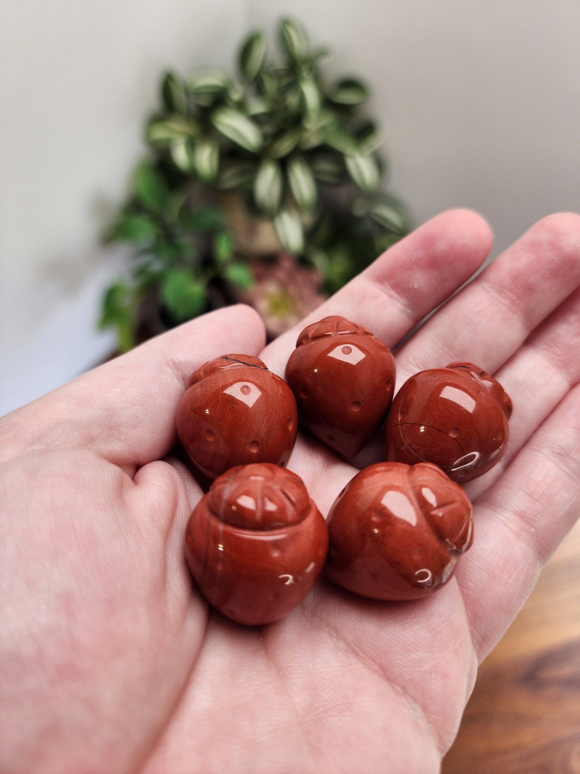 Red Jasper & Rose Quartz Crystal Strawberry Carving: Intuitively Chosen