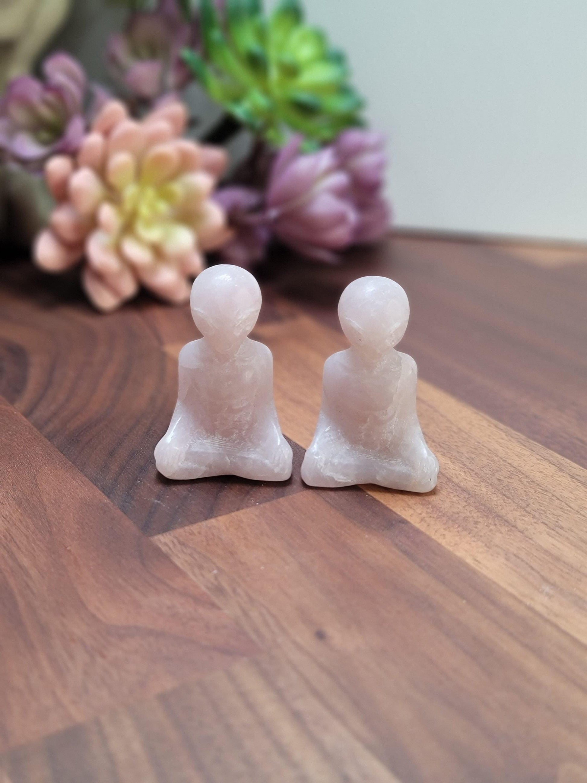 Alien Crystal Sculpture: Rose Quartz Pink and White - Unique Carving