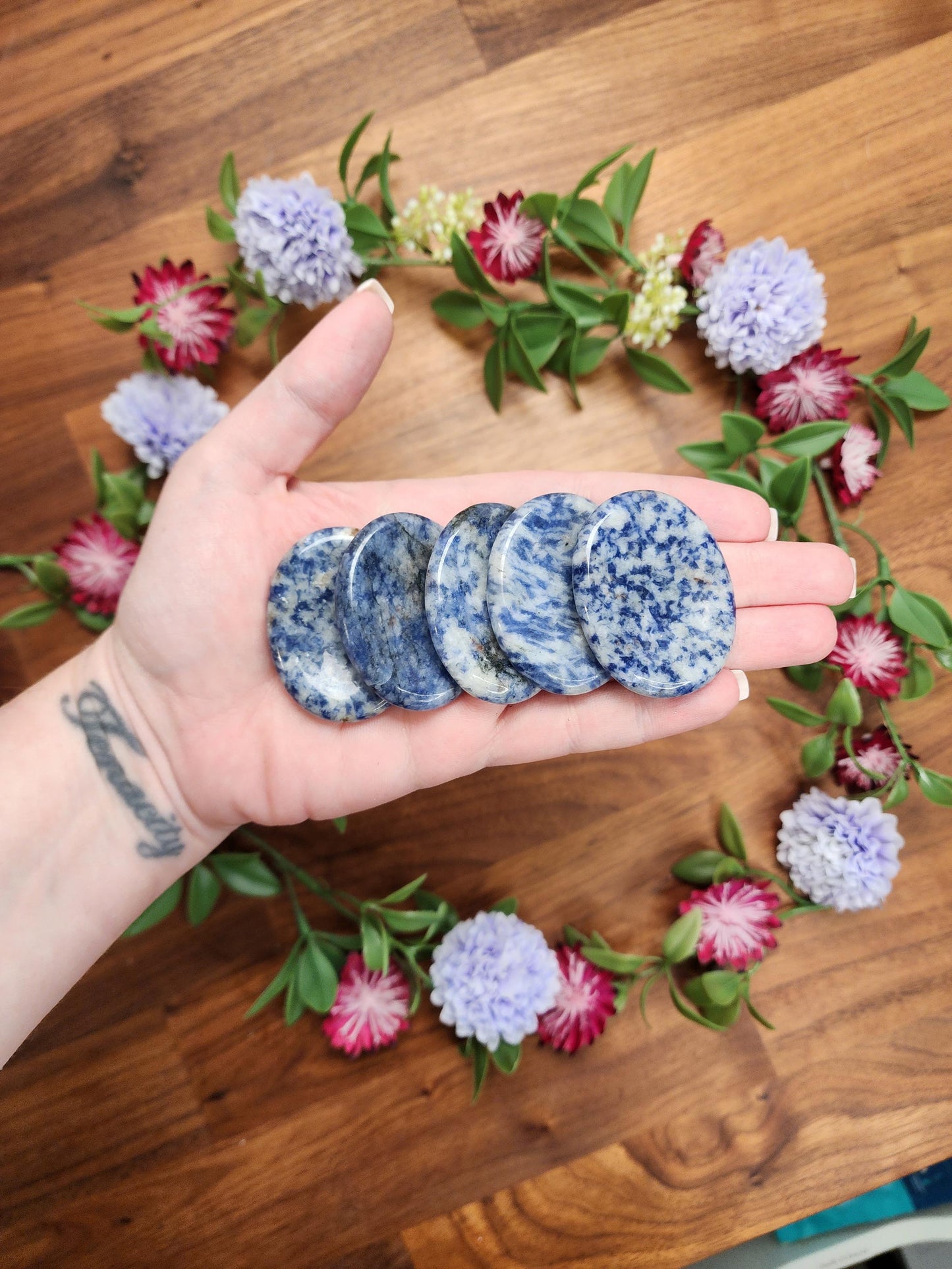 Blue Spot Jasper Worry Stone: ADHD Fidget Pocket Crystal