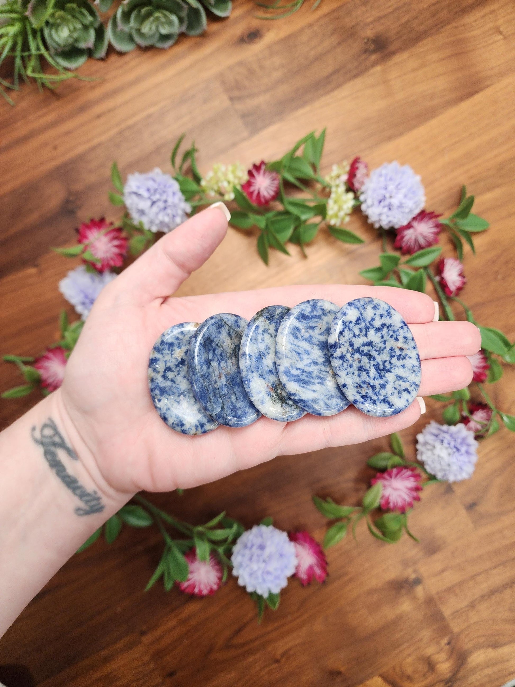 Blue Spot Jasper Worry Stone: ADHD Fidget Pocket Crystal
