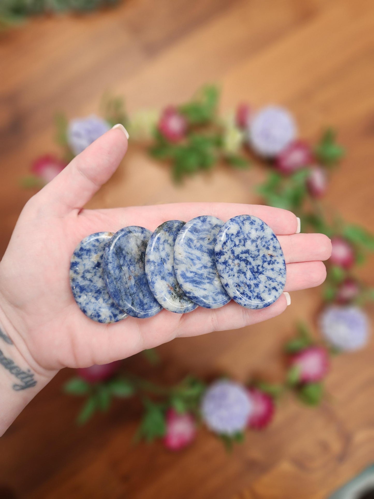 Blue Spot Jasper Worry Stone: ADHD Fidget Pocket Crystal