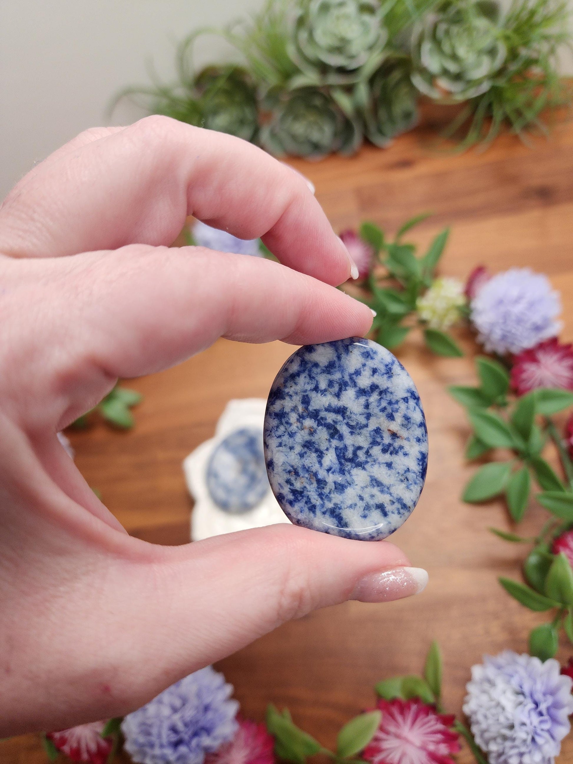 Blue Spot Jasper Worry Stone: ADHD Fidget Pocket Crystal