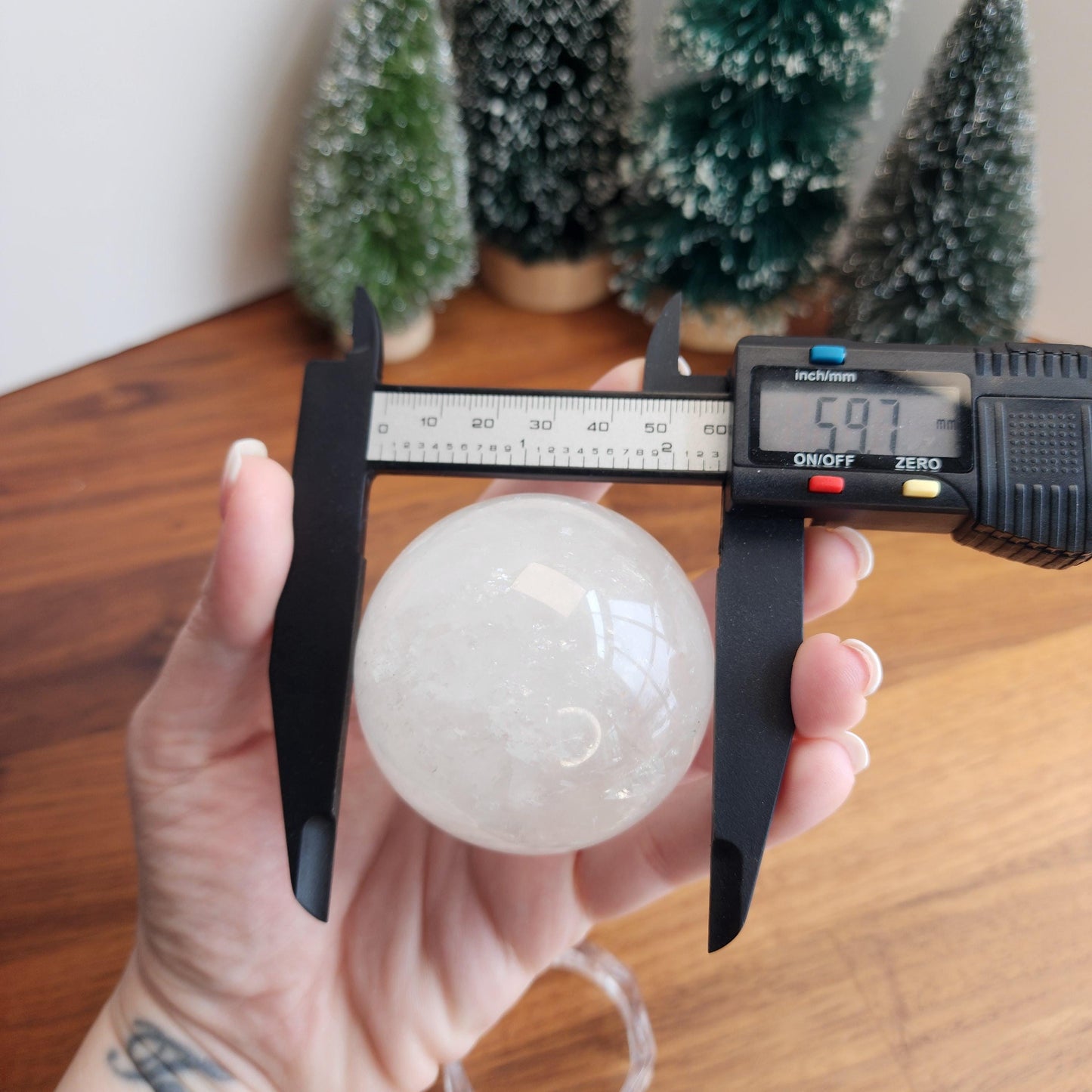 Gorgeous Optical Calcite Sphere | White Iceland Spar Crystal Ball | 60MM | Crystallized Calcium Carbonate | Tranquil Winter Home Decor