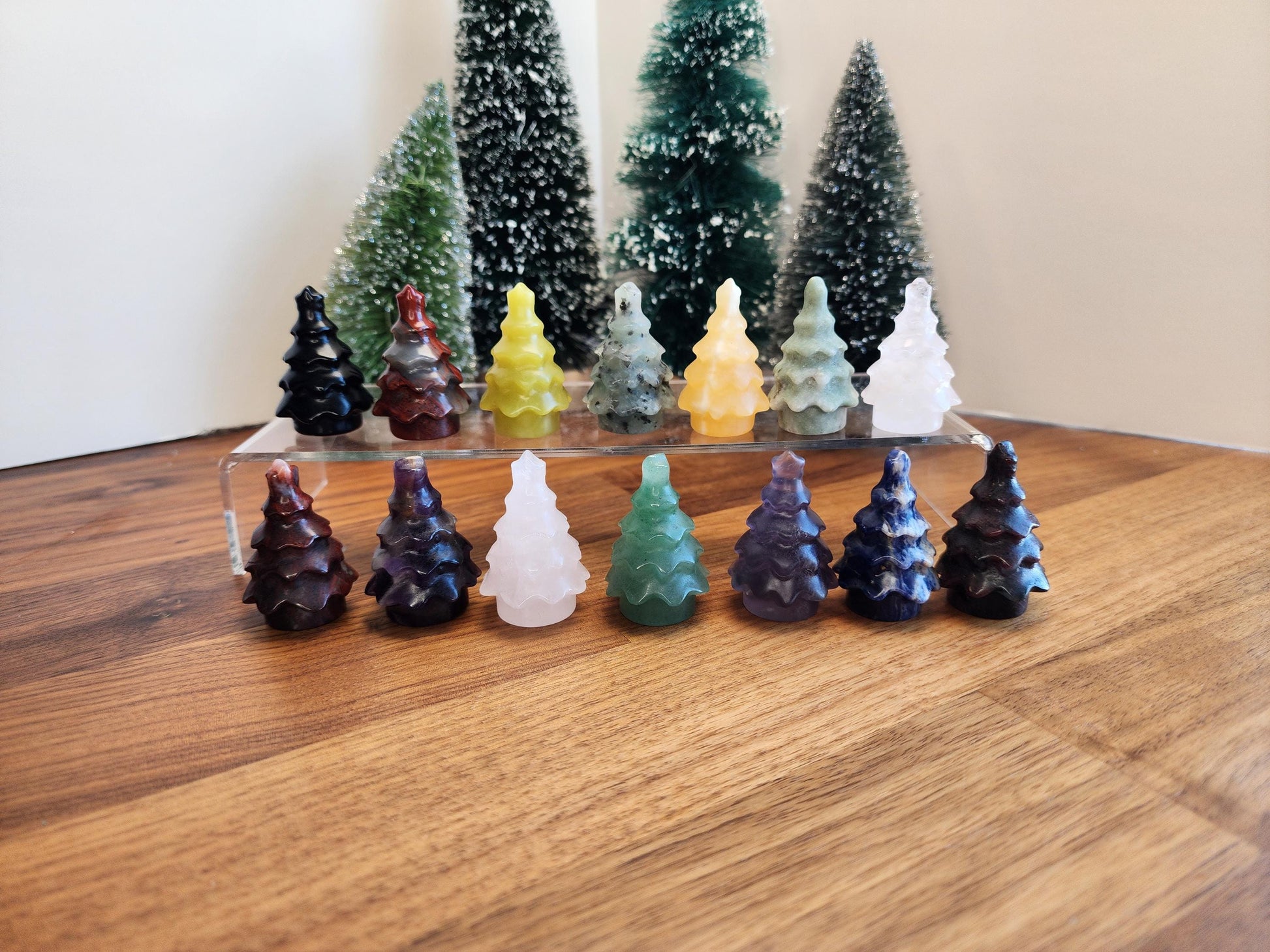 Crystal Pine Tree: 1.5" Mini Gemstone Evergreen - Winter Village Display